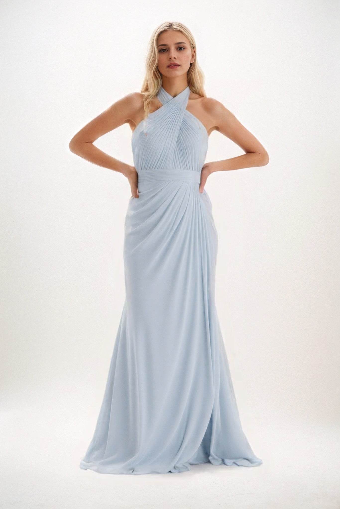 Sheath-Column Maxi Chiffon Bridesmaid Dress CB0848