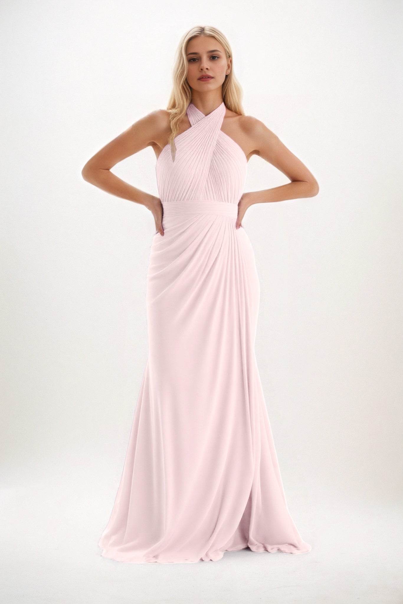 Sheath-Column Maxi Chiffon Bridesmaid Dress CB0848