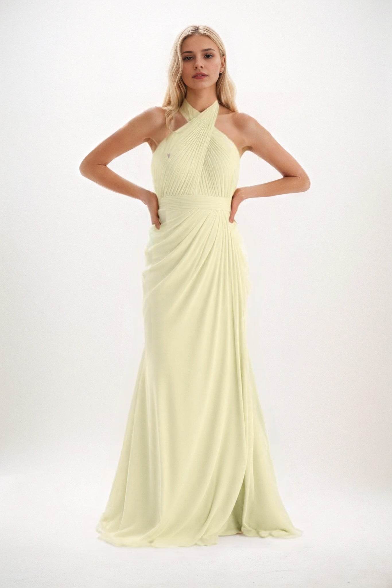 Sheath-Column Maxi Chiffon Bridesmaid Dress CB0848