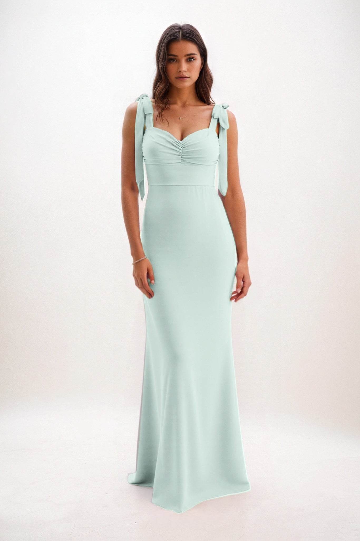 Sheath-Column Maxi Chiffon Bridesmaid Dress CB0849