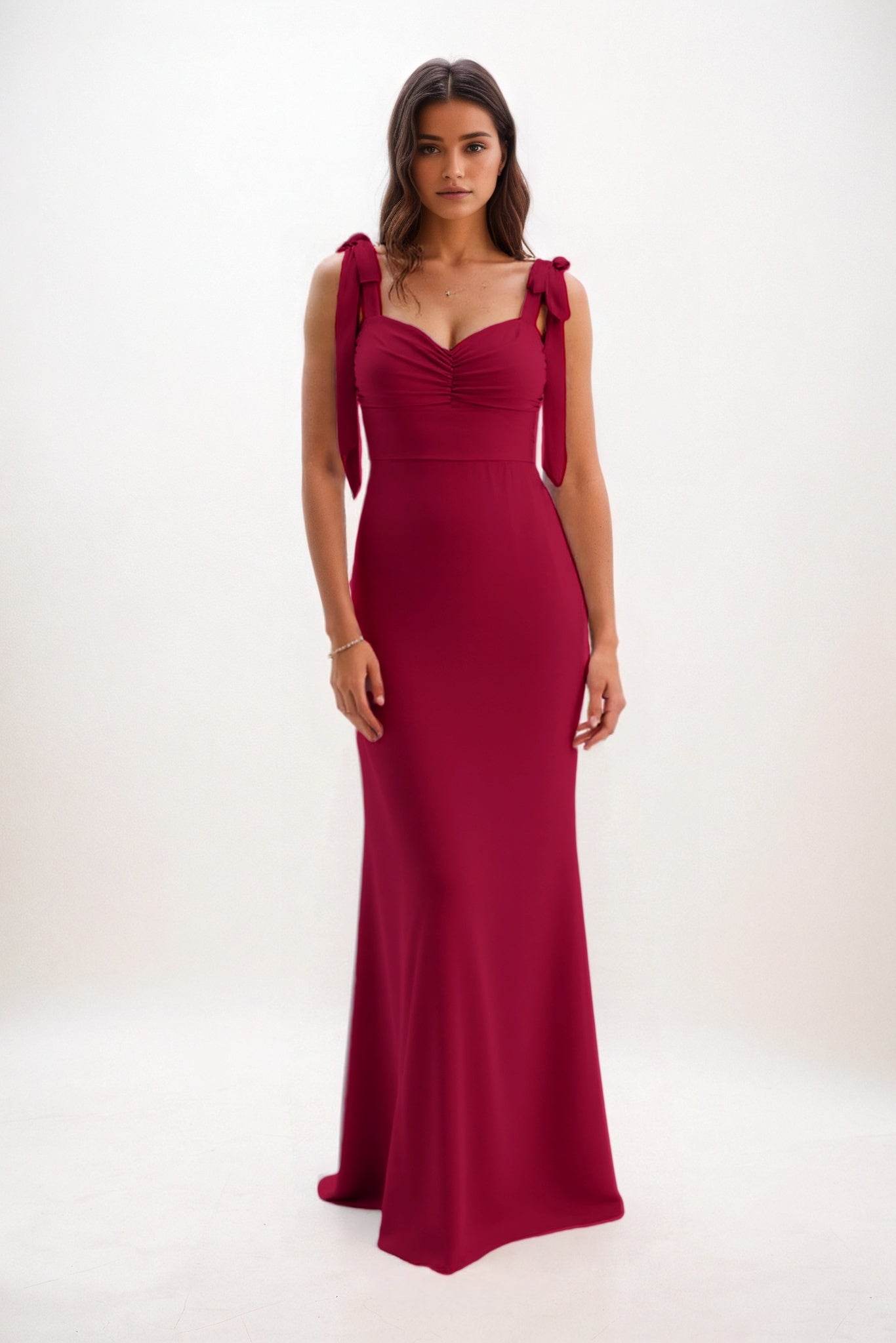 Sheath-Column Maxi Chiffon Bridesmaid Dress CB0849