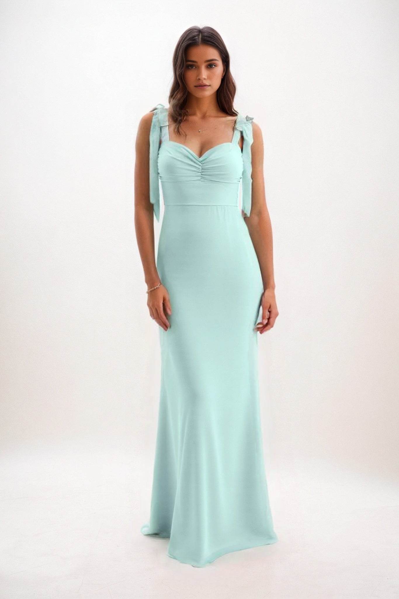 Sheath-Column Maxi Chiffon Bridesmaid Dress CB0849