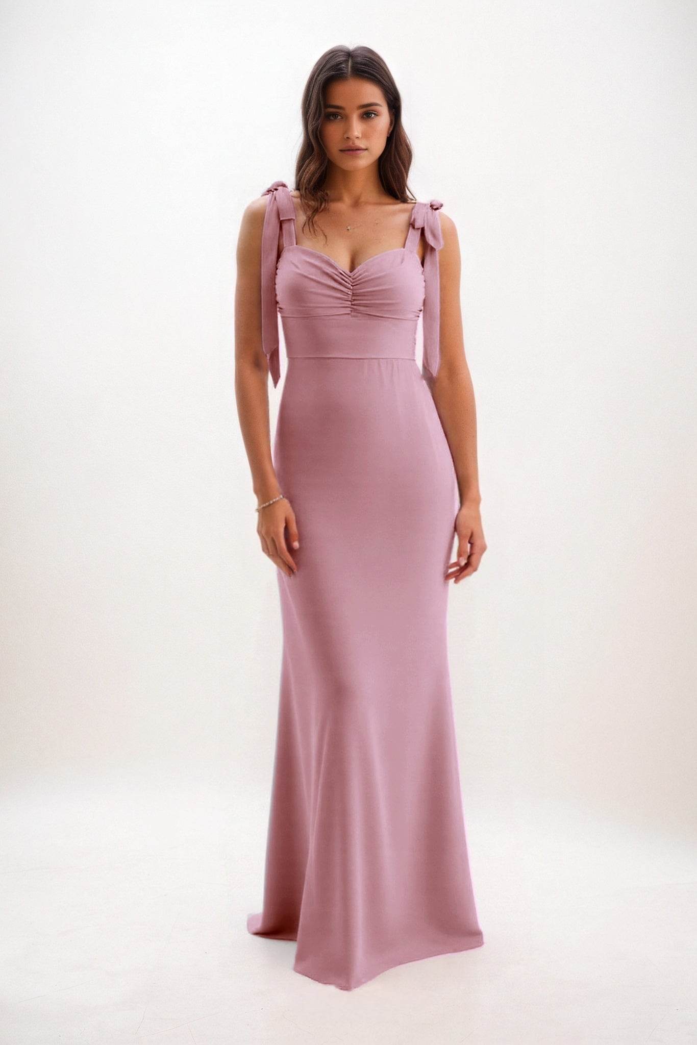 Sheath-Column Maxi Chiffon Bridesmaid Dress CB0849