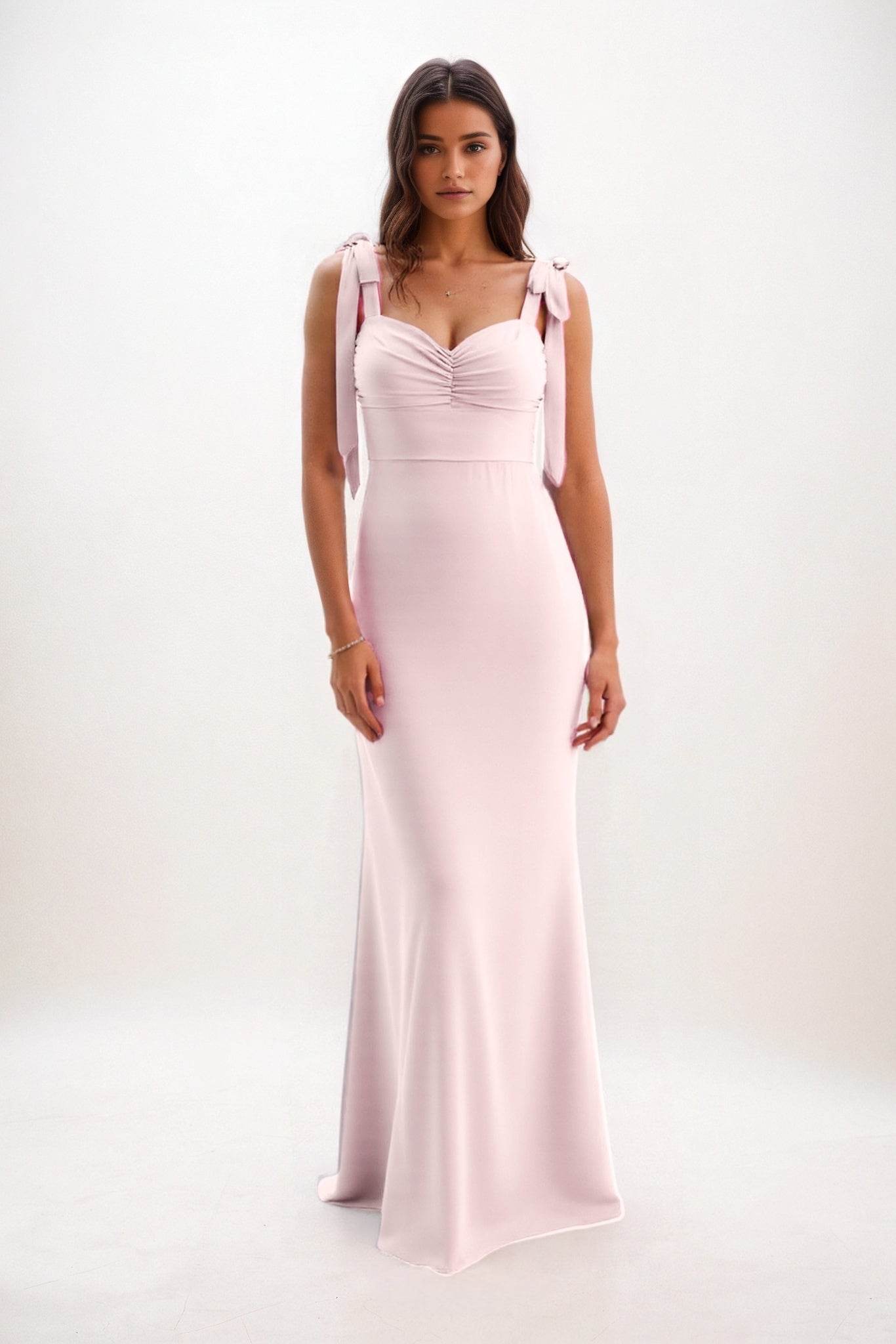 Sheath-Column Maxi Chiffon Bridesmaid Dress CB0849