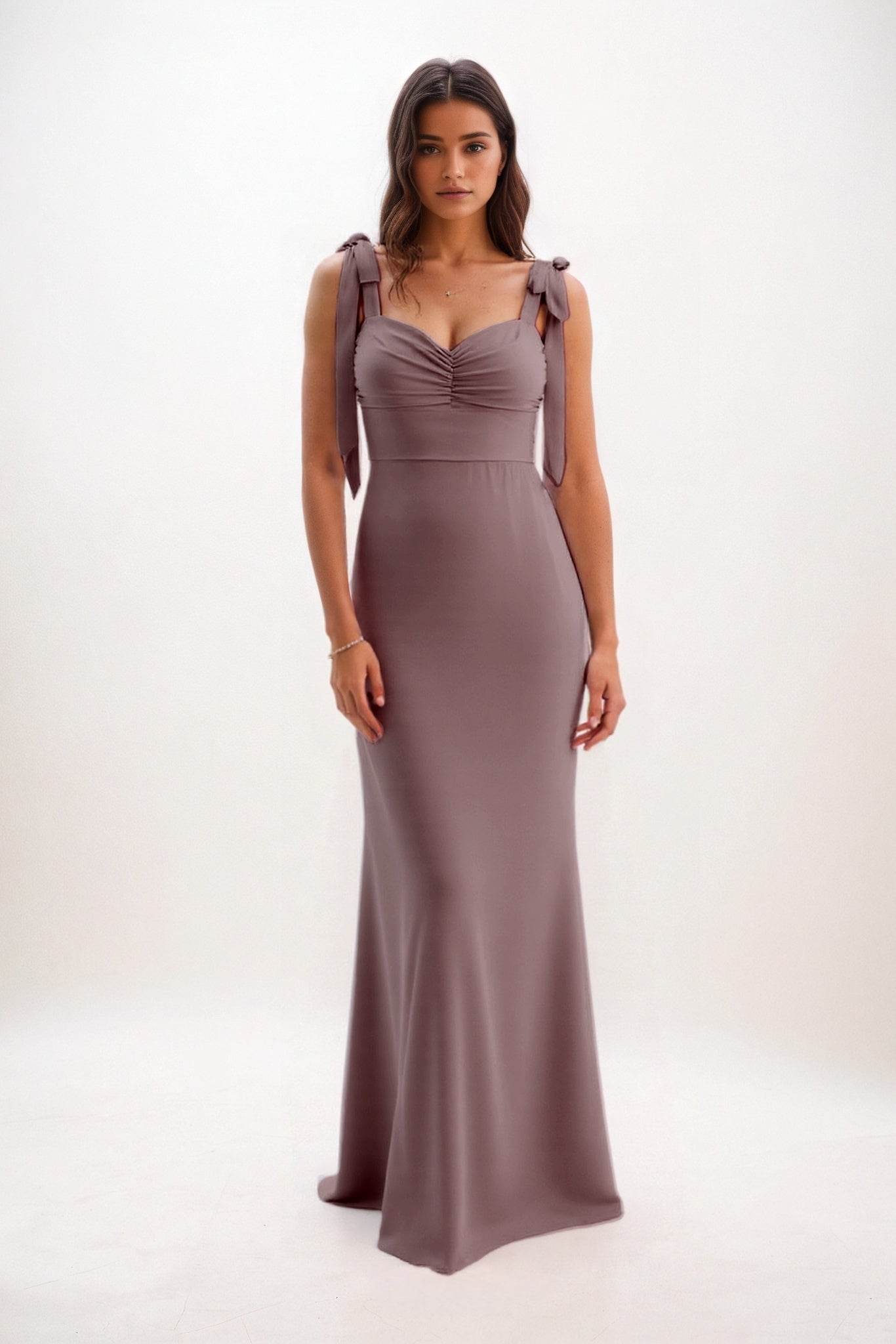 Sheath-Column Maxi Chiffon Bridesmaid Dress CB0849