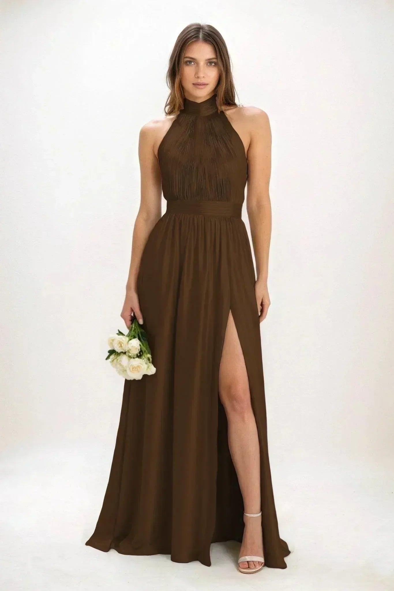 A-Line Maxi Luxe Satin Bridesmaid Dress CB0852
