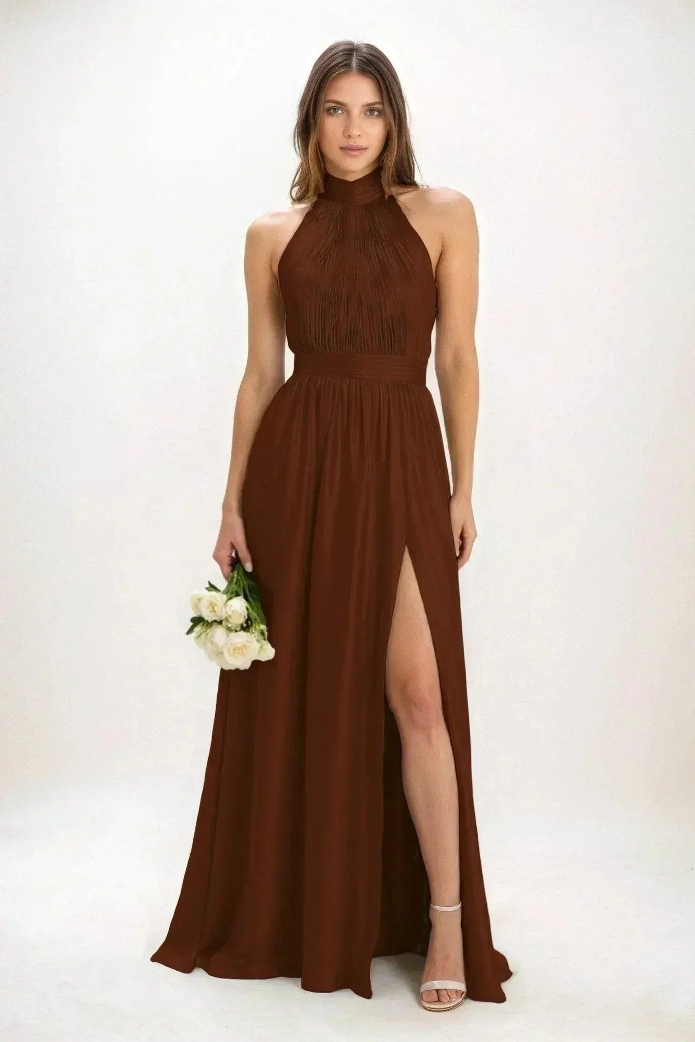 A-Line Maxi Luxe Satin Bridesmaid Dress CB0852