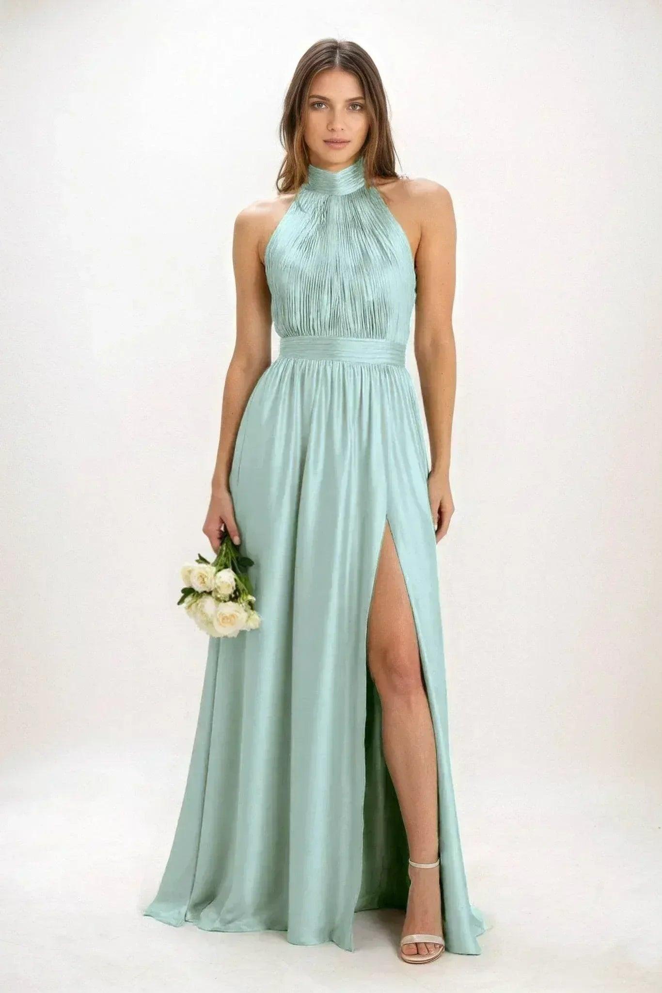 A-Line Maxi Luxe Satin Bridesmaid Dress CB0852