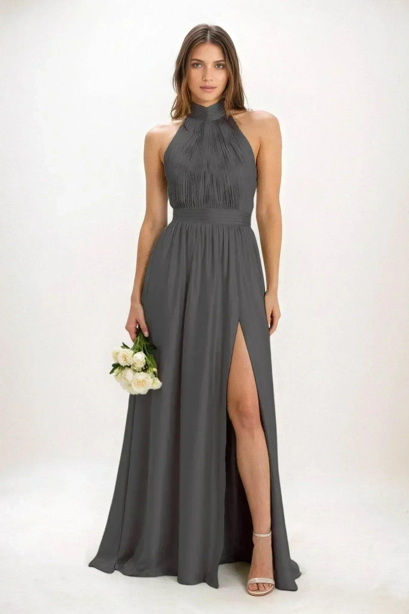 A-Line Maxi Luxe Satin Bridesmaid Dress CB0852