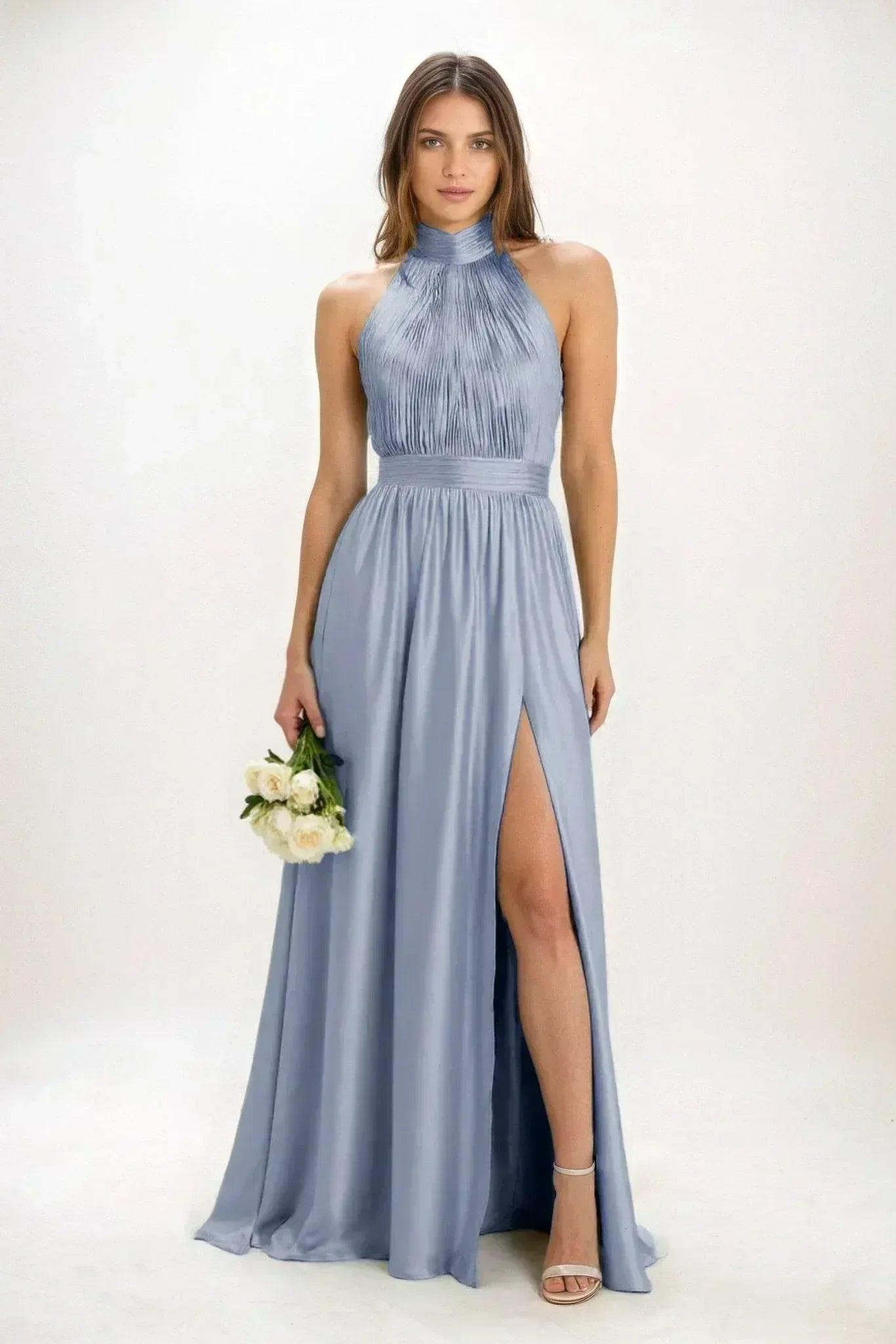A-Line Maxi Luxe Satin Bridesmaid Dress CB0852