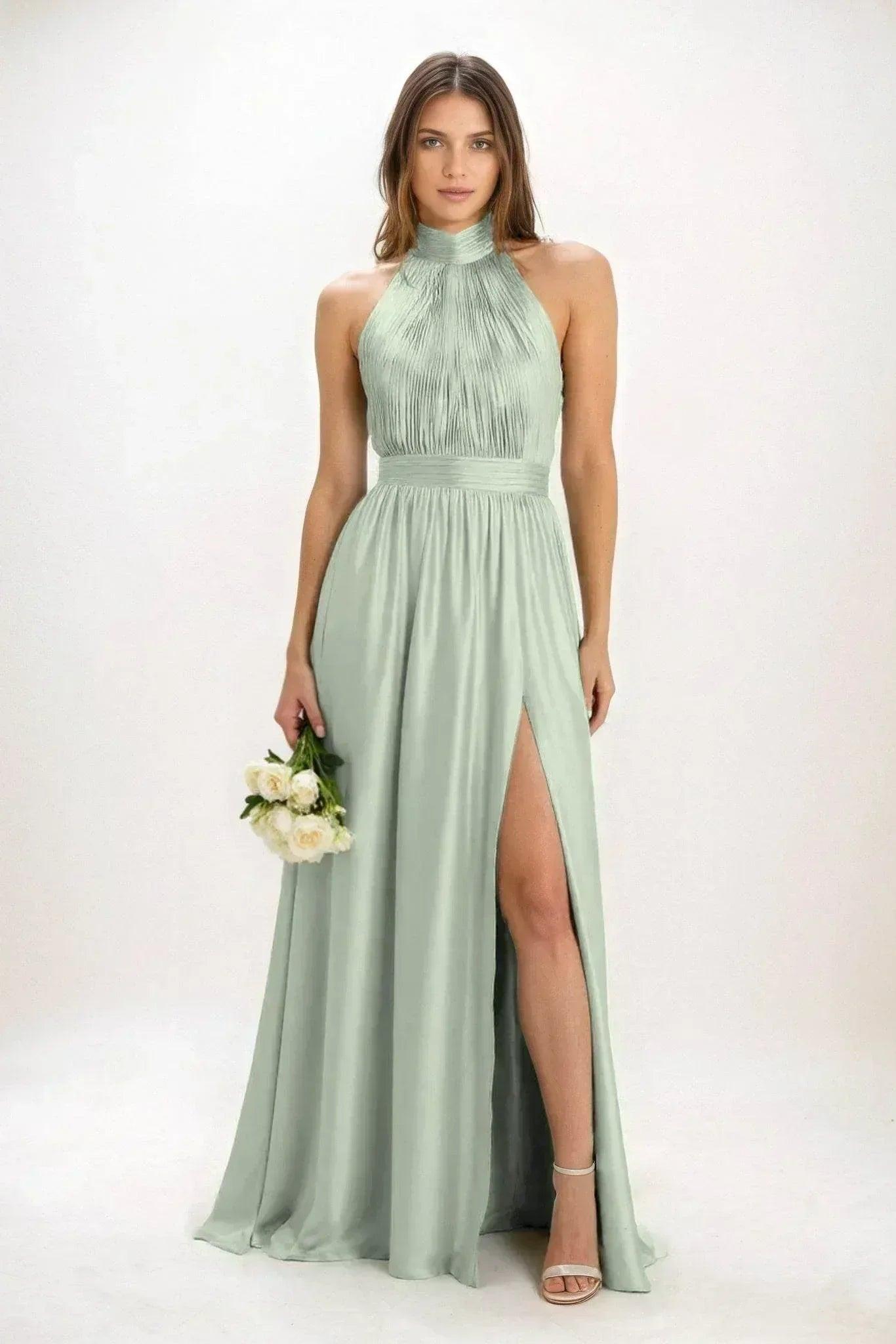 A-Line Maxi Luxe Satin Bridesmaid Dress CB0852