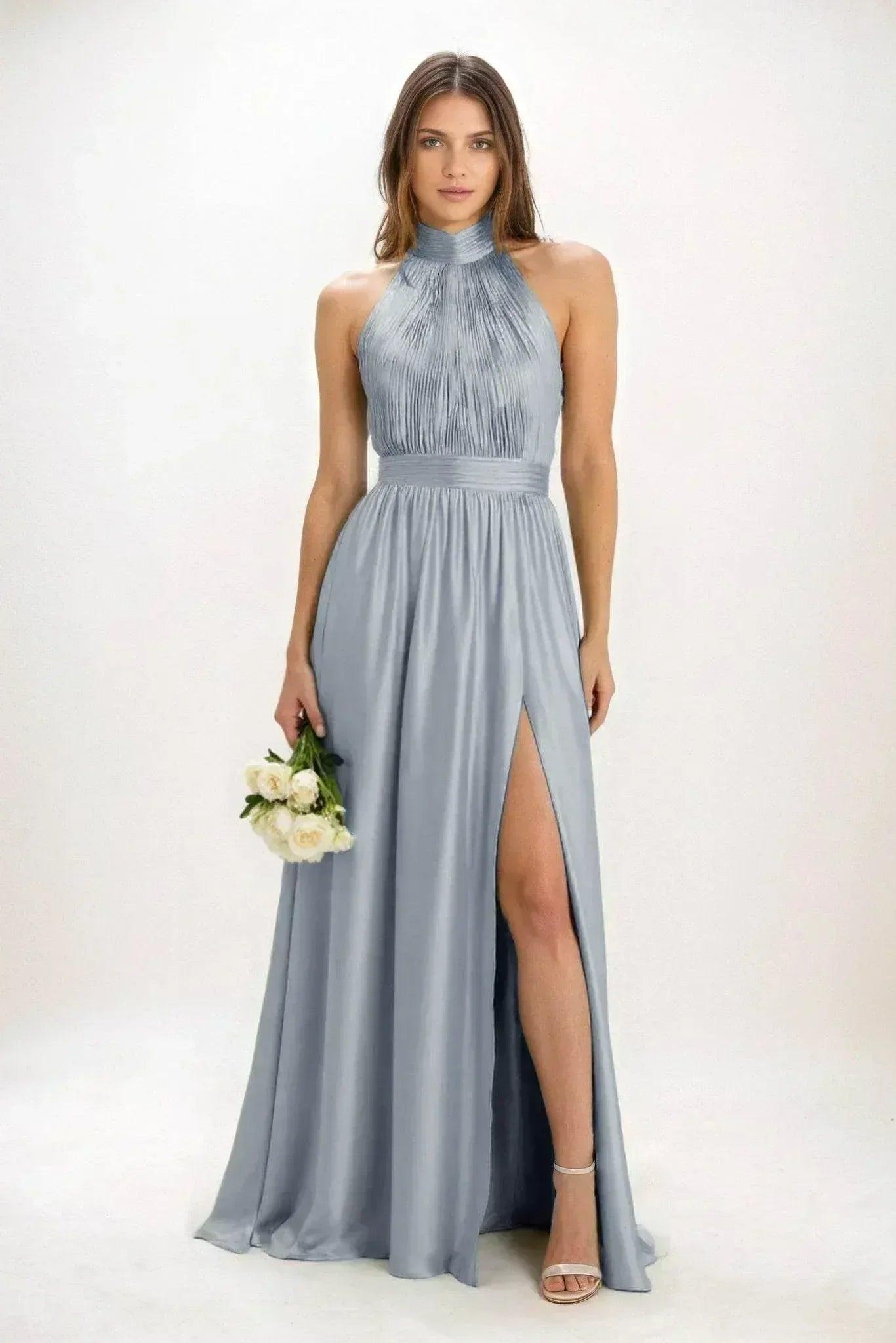 A-Line Maxi Luxe Satin Bridesmaid Dress CB0852