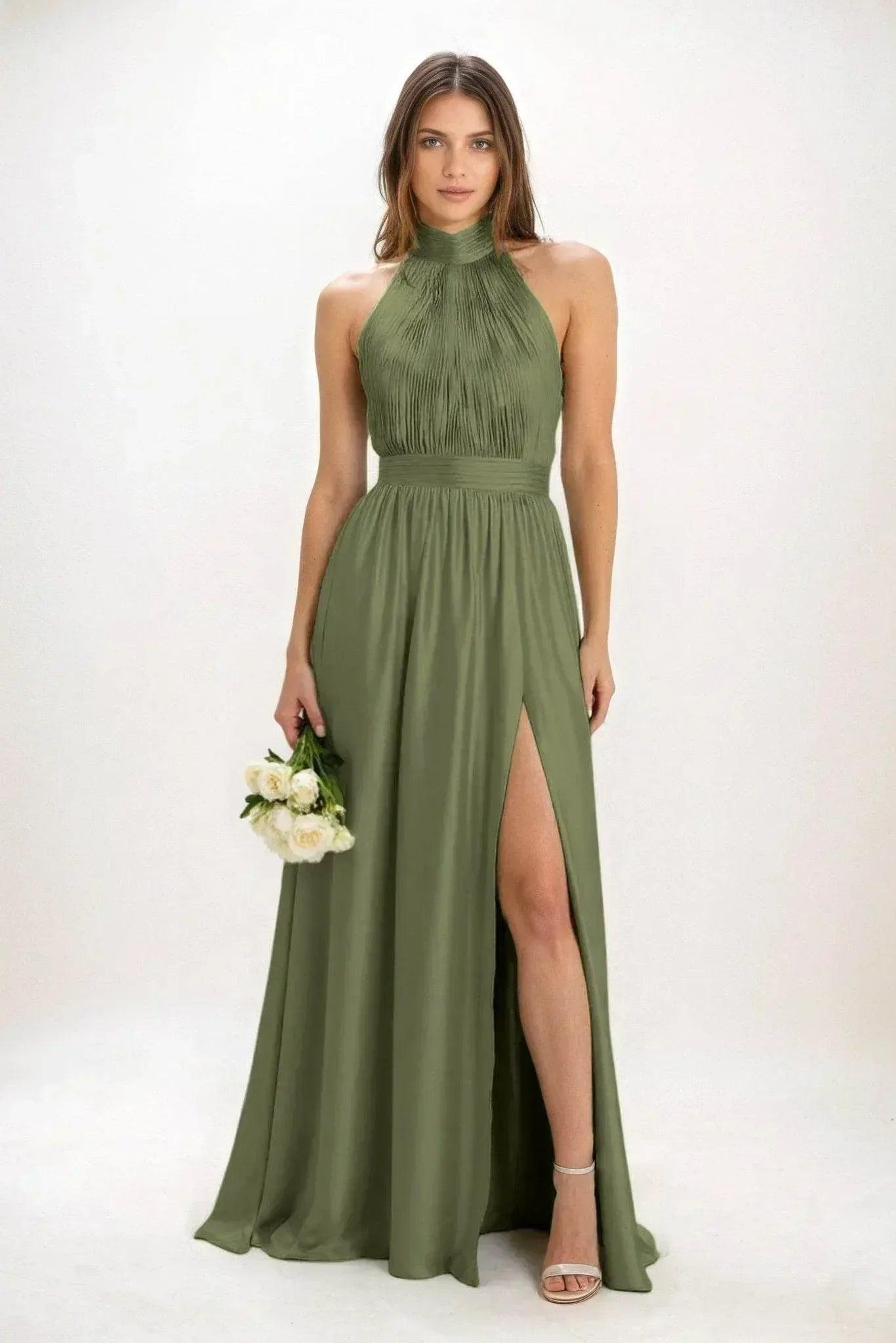 A-Line Maxi Luxe Satin Bridesmaid Dress CB0852