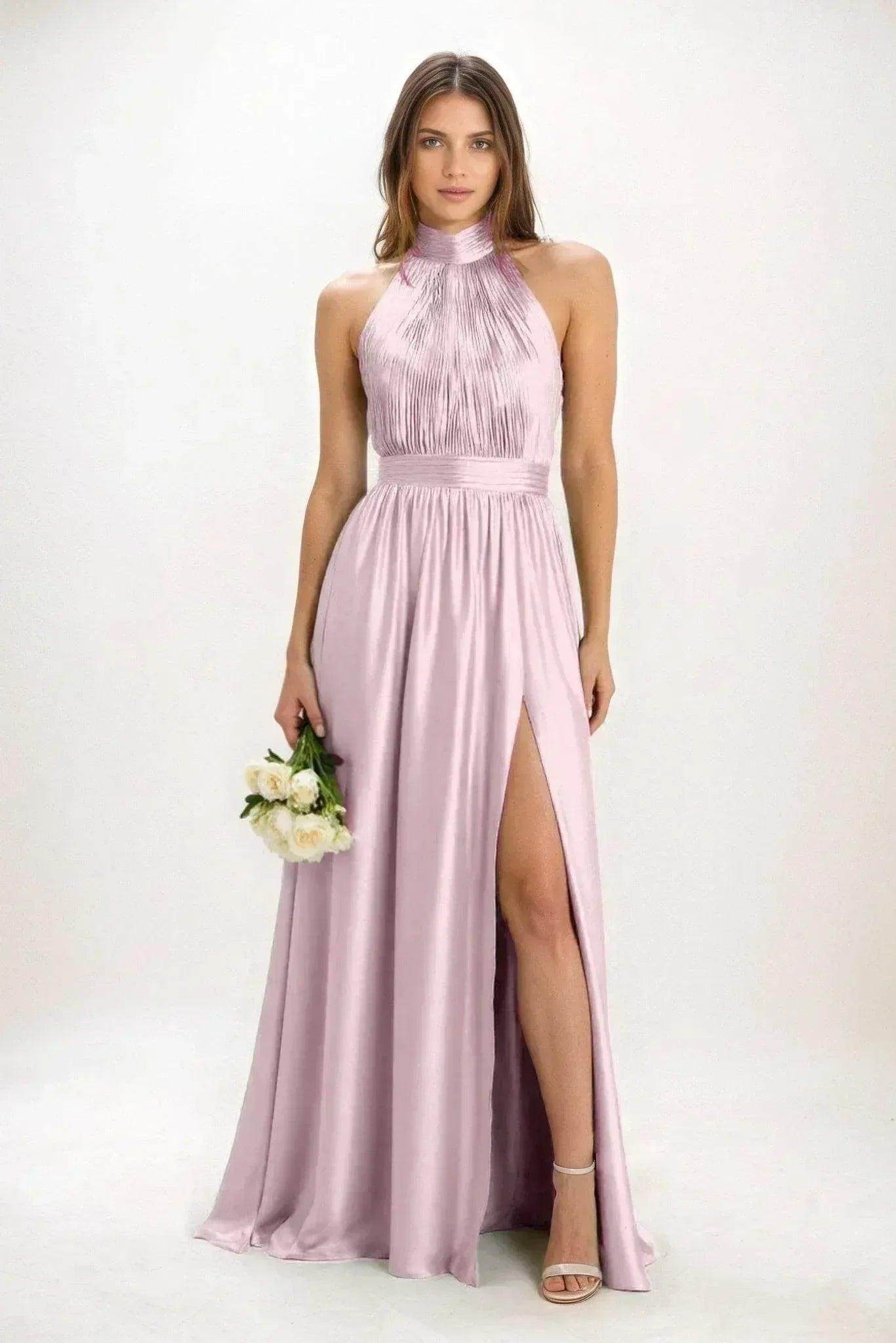 A-Line Maxi Luxe Satin Bridesmaid Dress CB0852