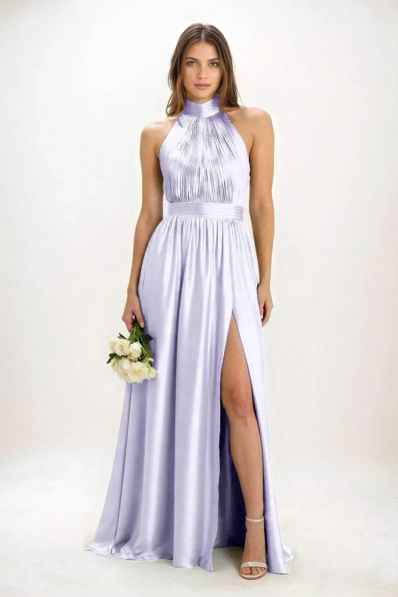A-Line Maxi Luxe Satin Bridesmaid Dress CB0852
