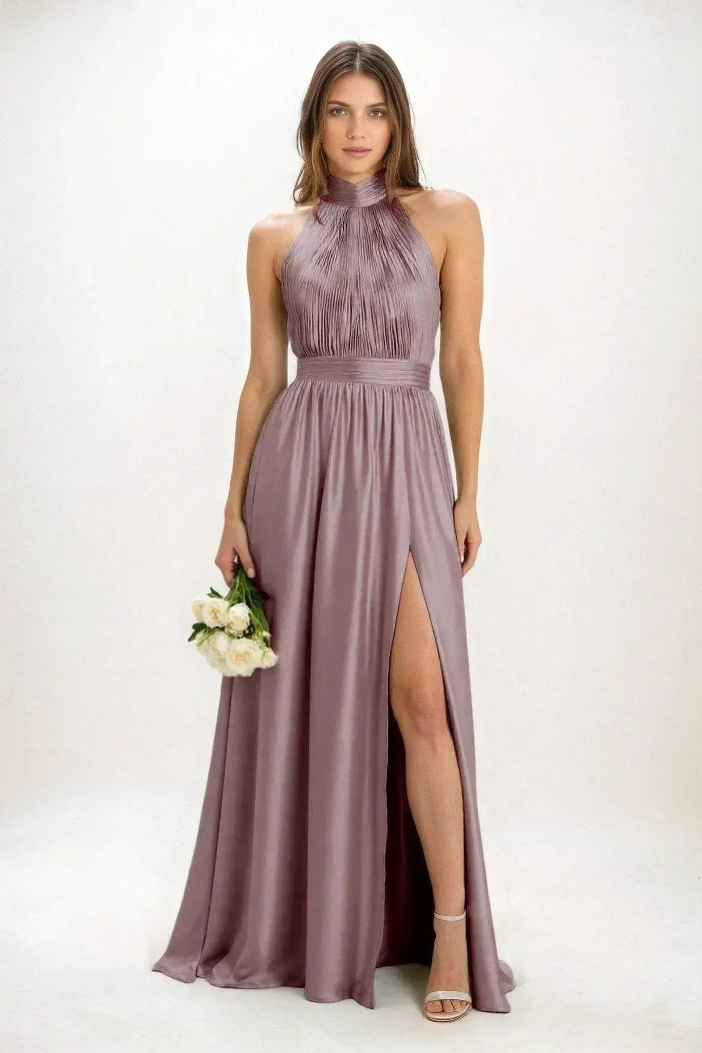 A-Line Maxi Luxe Satin Bridesmaid Dress CB0852