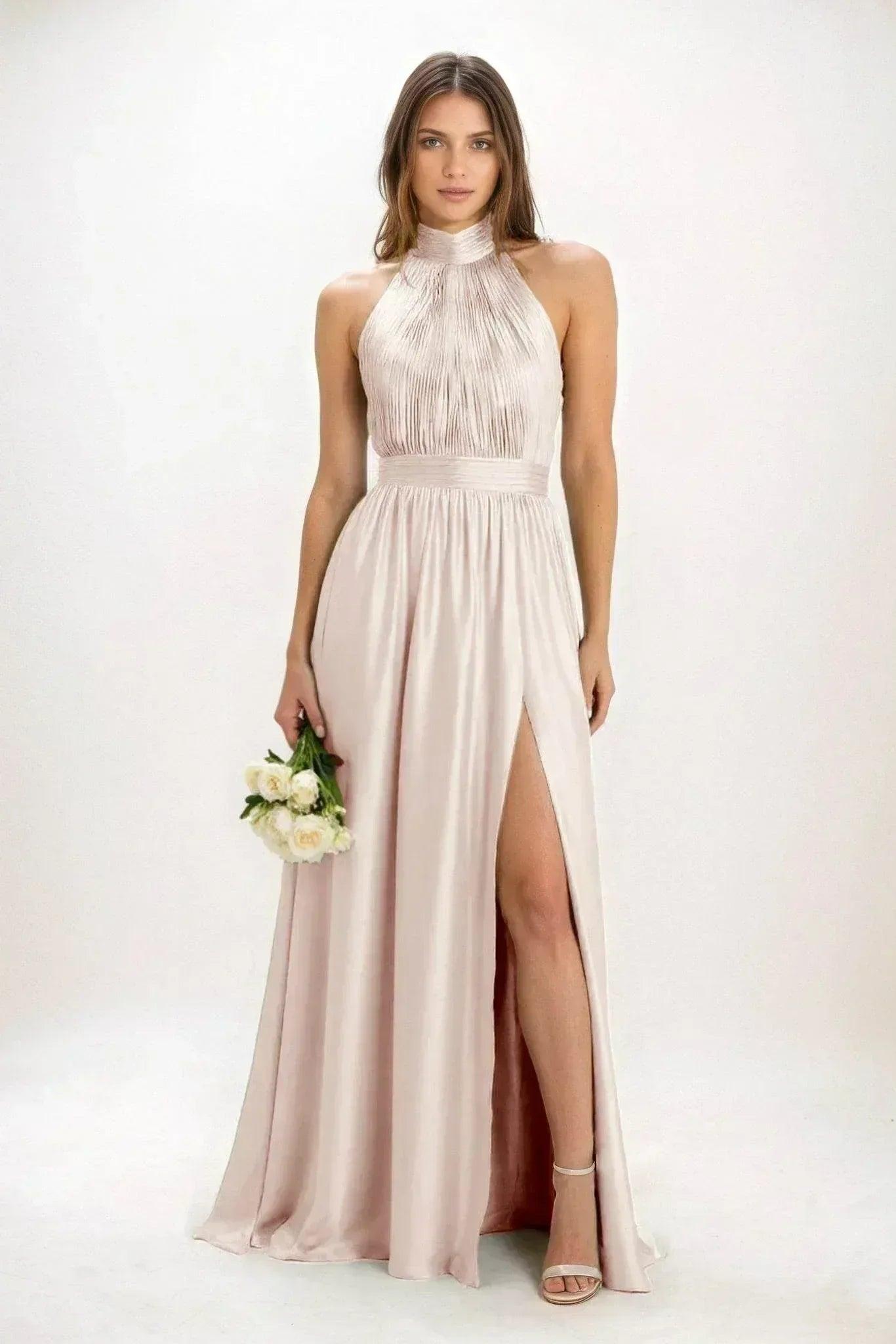 A-Line Maxi Luxe Satin Bridesmaid Dress CB0852