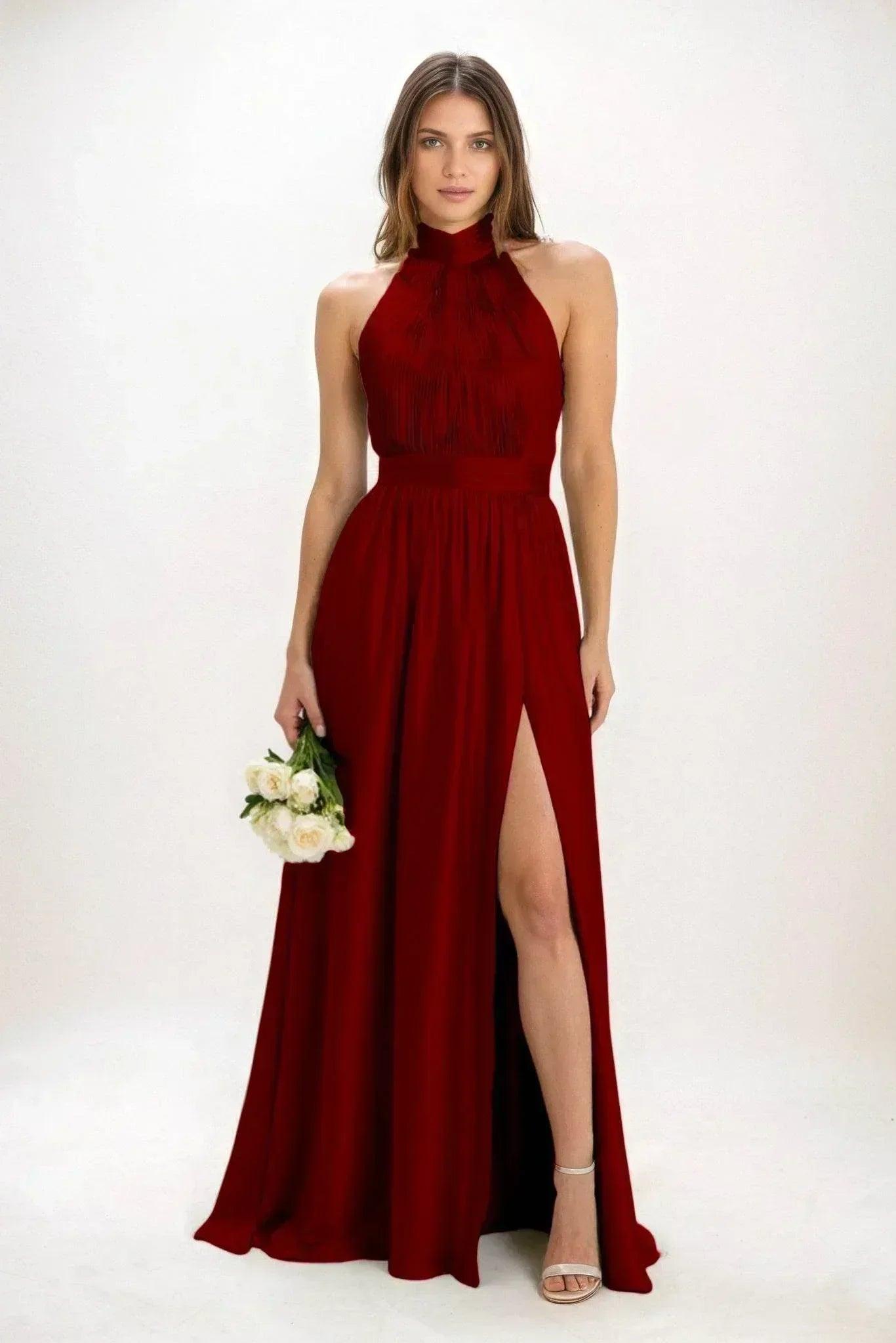 A-Line Maxi Luxe Satin Bridesmaid Dress CB0852