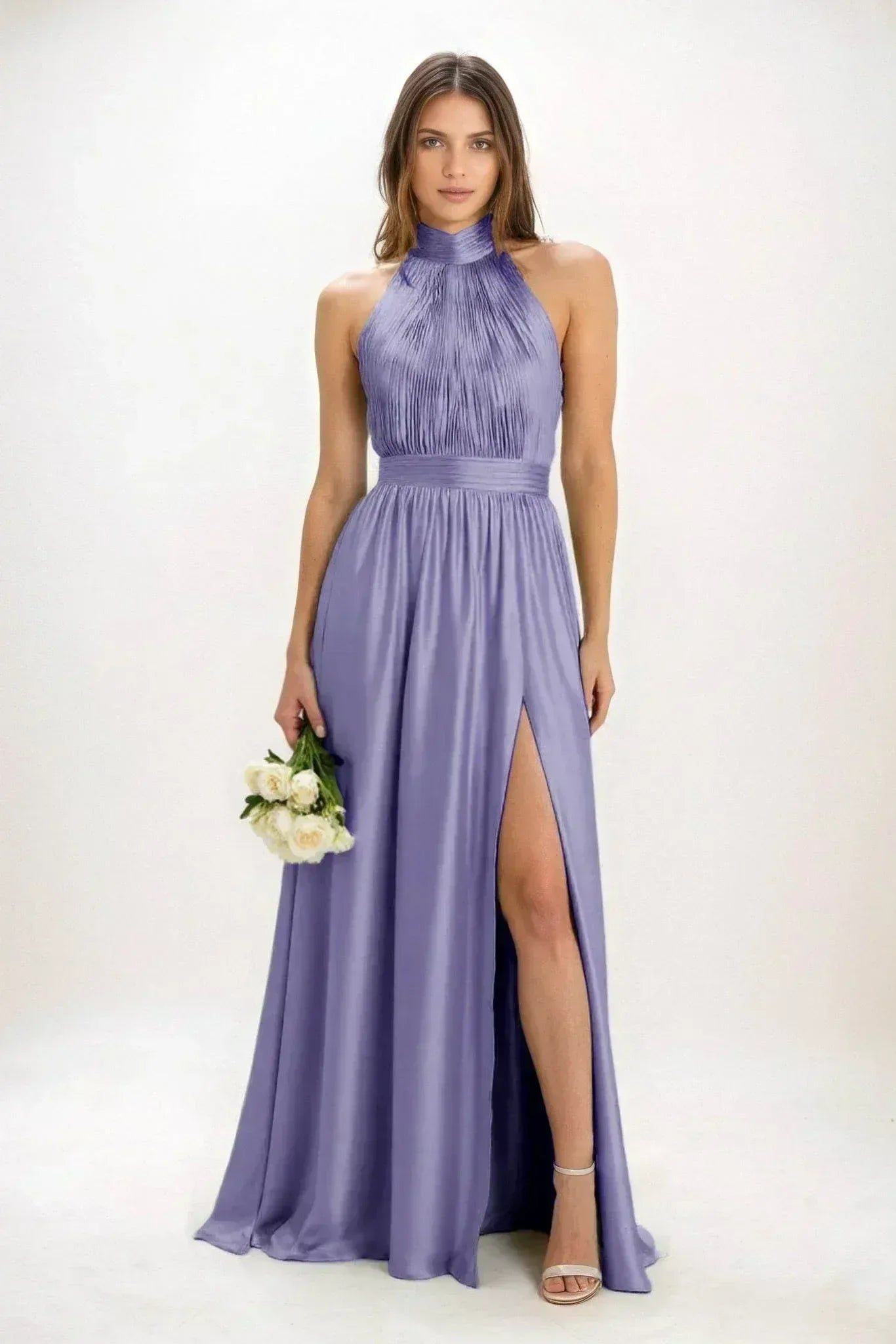 A-Line Maxi Luxe Satin Bridesmaid Dress CB0852