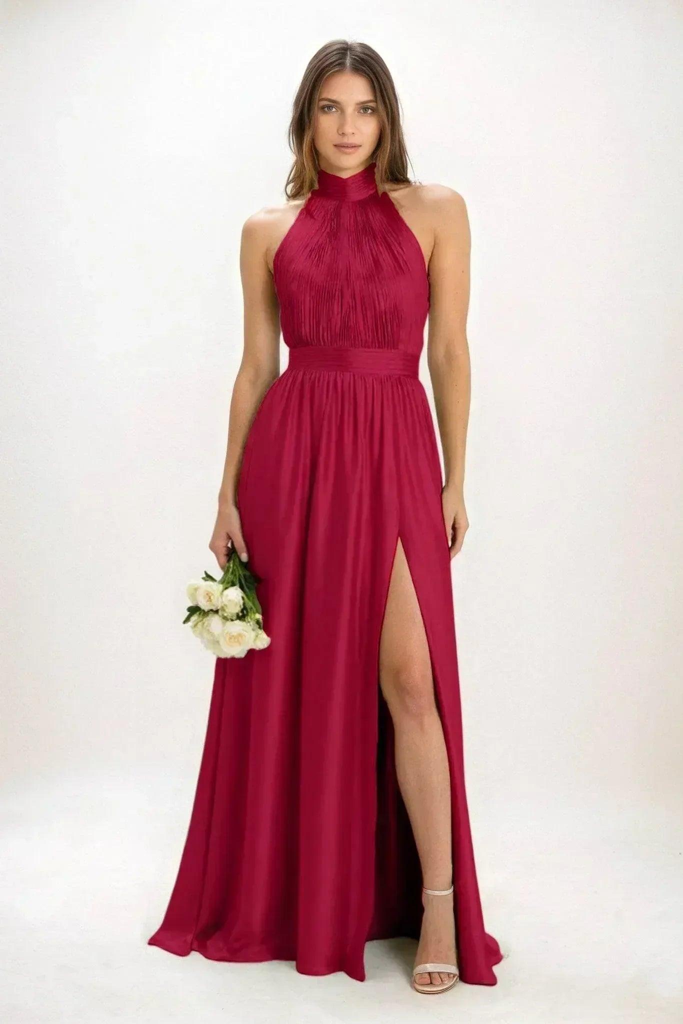 A-Line Maxi Luxe Satin Bridesmaid Dress CB0852