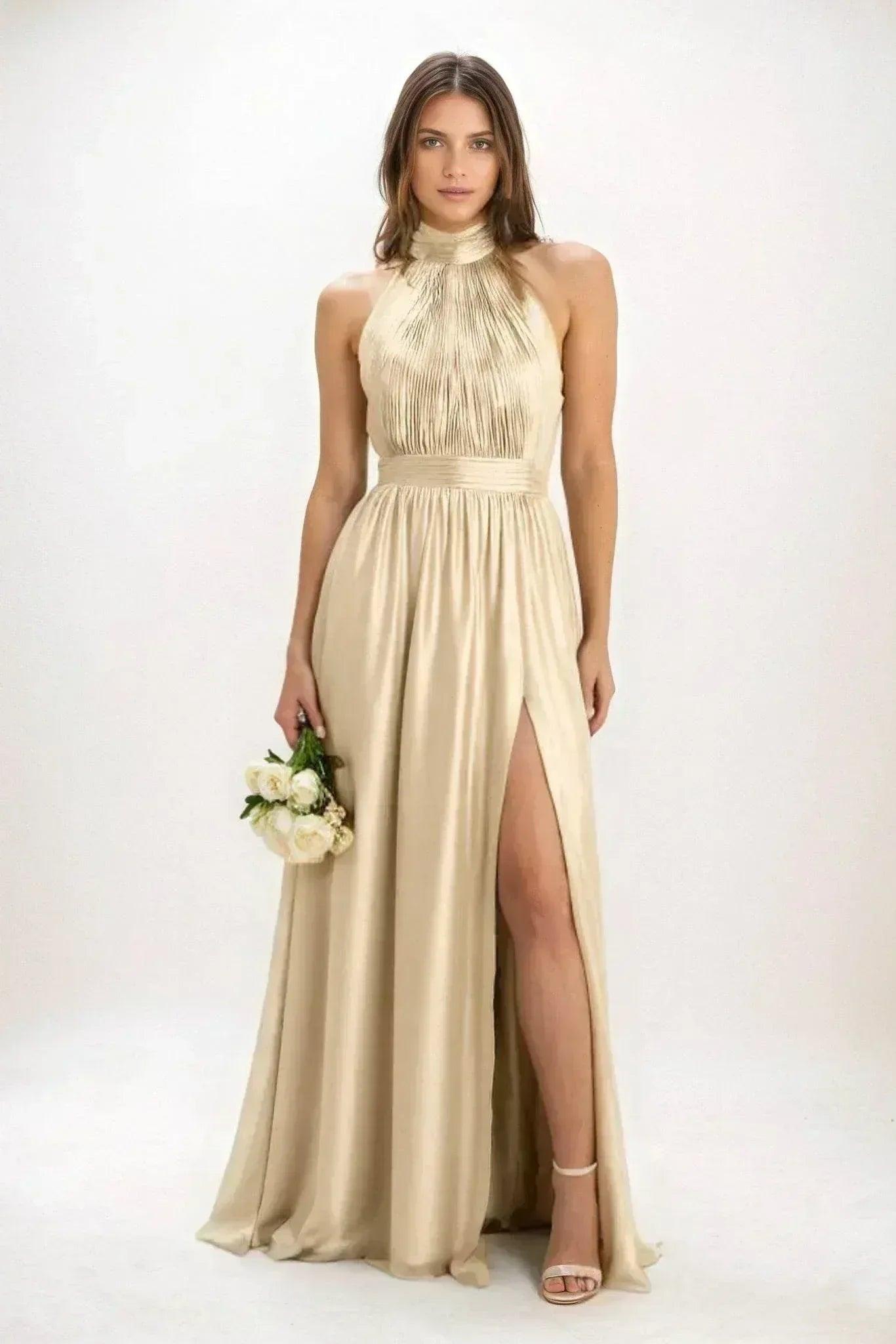 A-Line Maxi Luxe Satin Dress CB0852CS