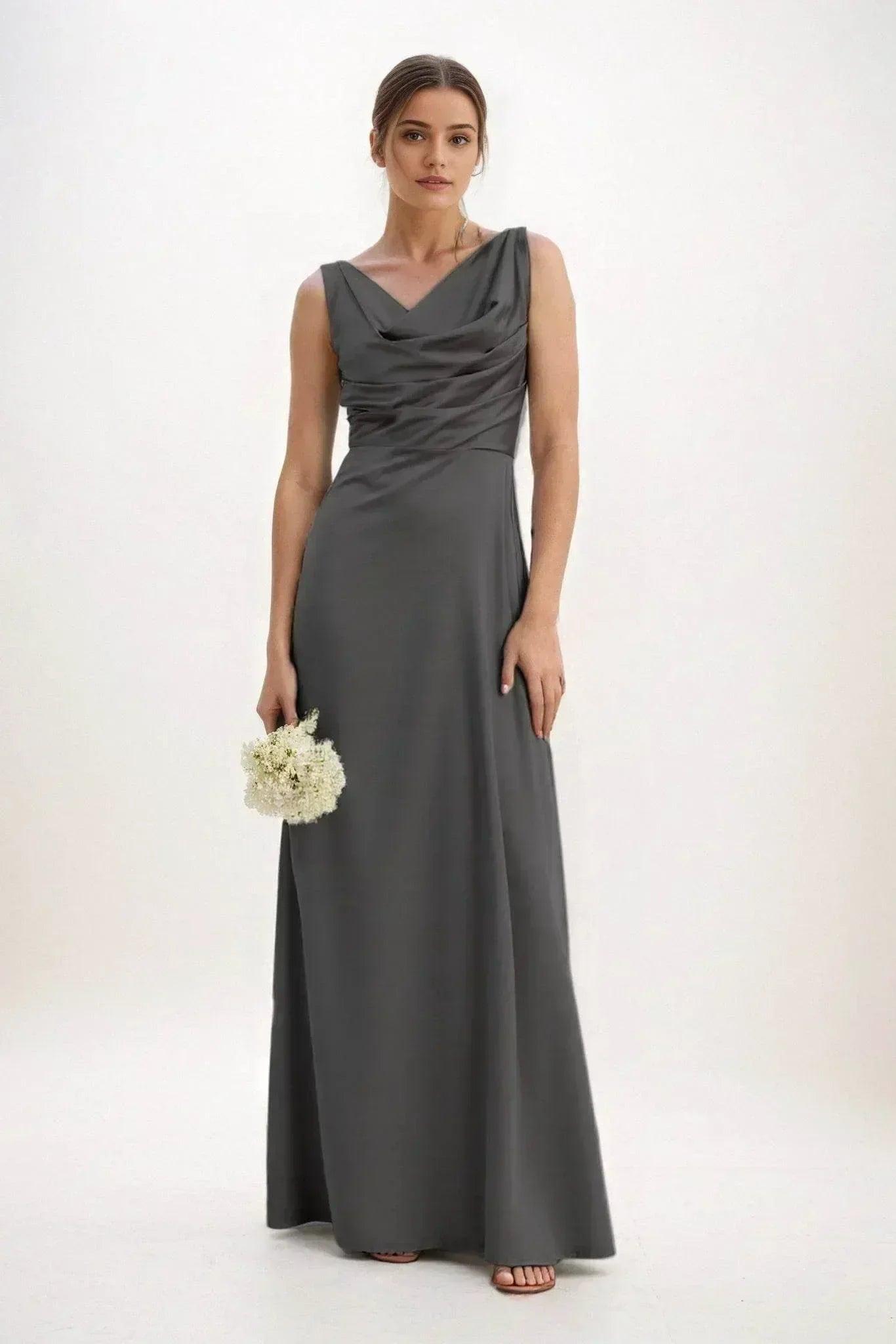 A-Line Maxi Luxe Satin Bridesmaid Dress CB0853