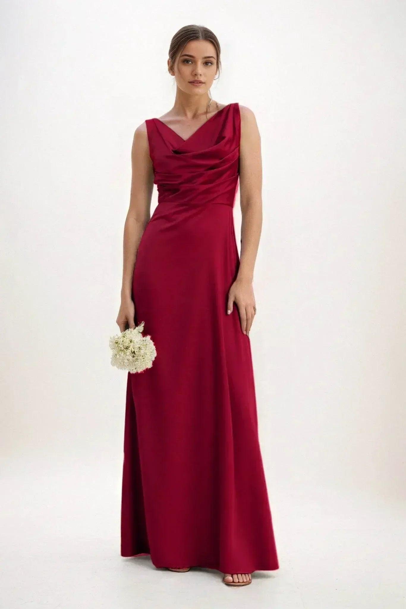 A-Line Maxi Luxe Satin Bridesmaid Dress CB0853