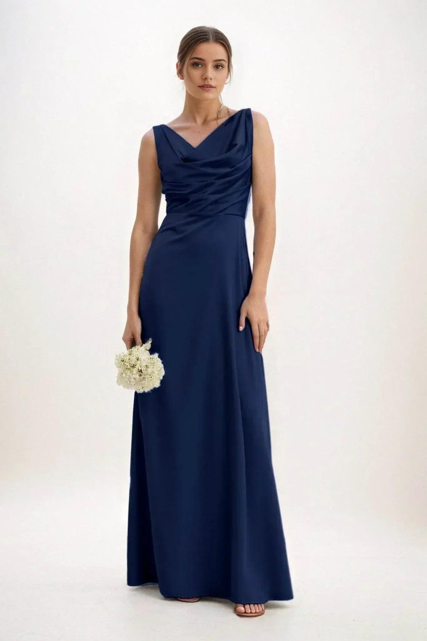 A-Line Maxi Luxe Satin Bridesmaid Dress CB0853
