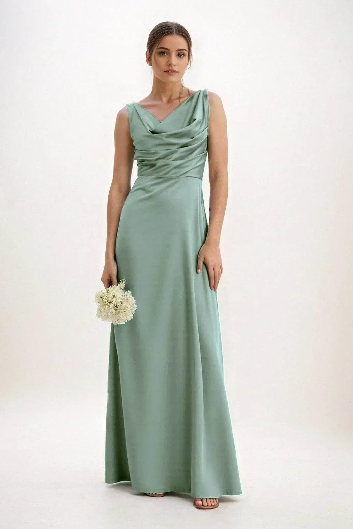 A-Line Maxi Luxe Satin Bridesmaid Dress CB0853