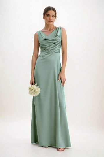 A-Line Maxi Luxe Satin Bridesmaid Dress CB0853