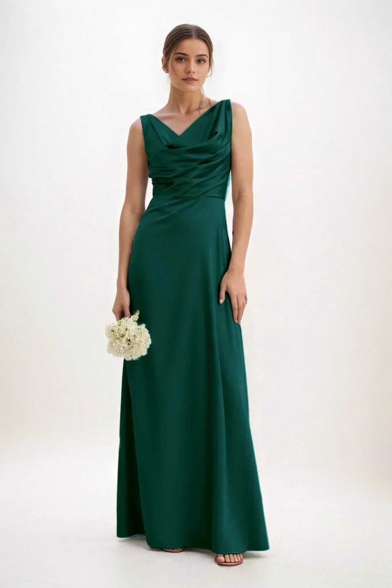 A-Line Maxi Luxe Satin Bridesmaid Dress CB0853