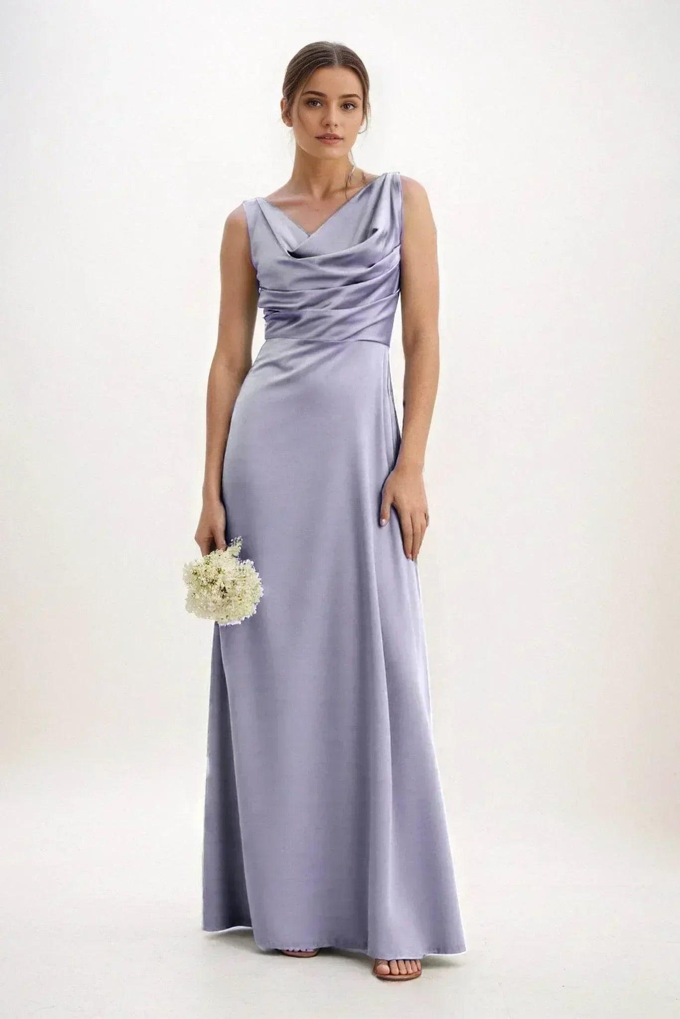 A-Line Maxi Luxe Satin Bridesmaid Dress CB0853