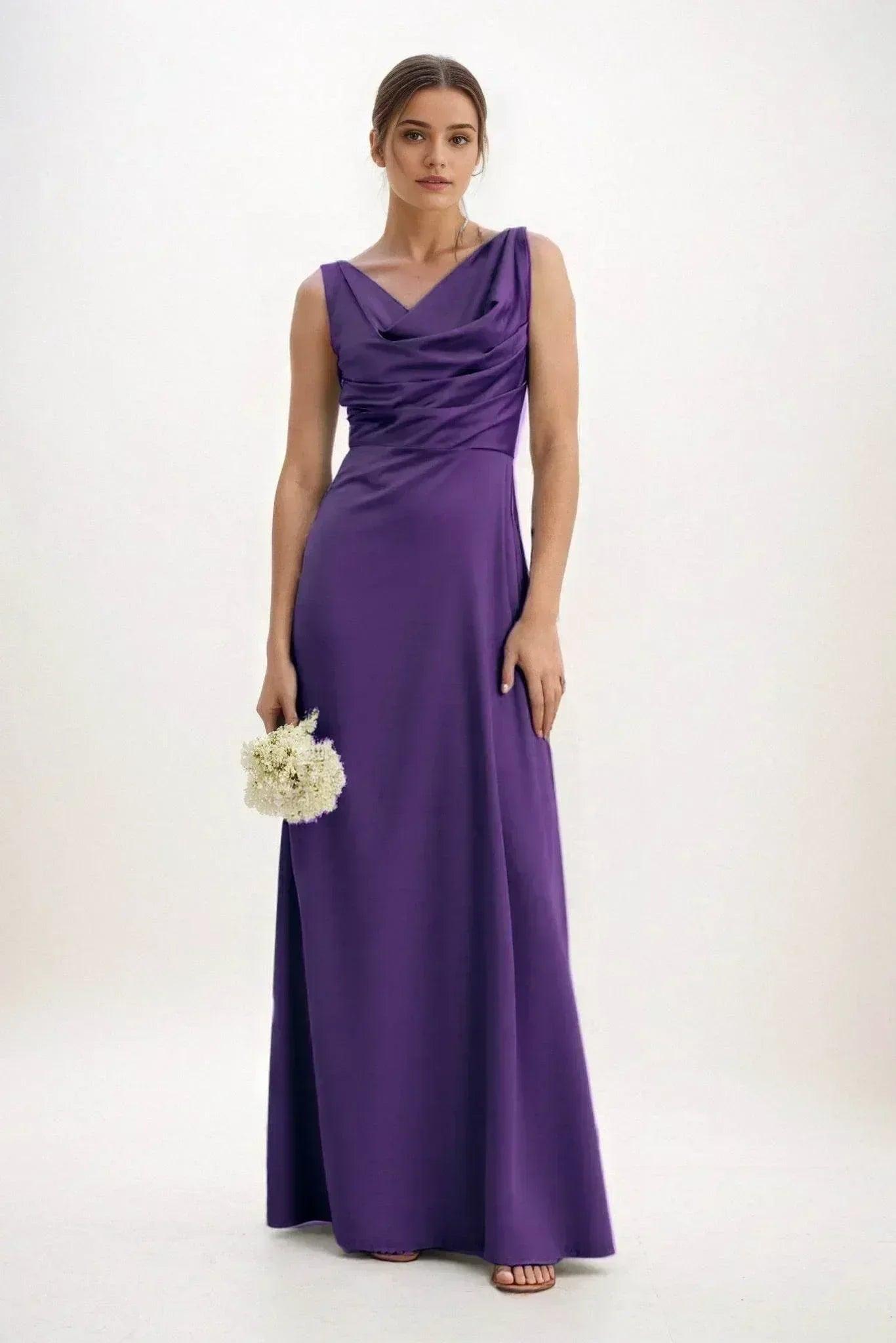 A-Line Maxi Luxe Satin Bridesmaid Dress CB0853