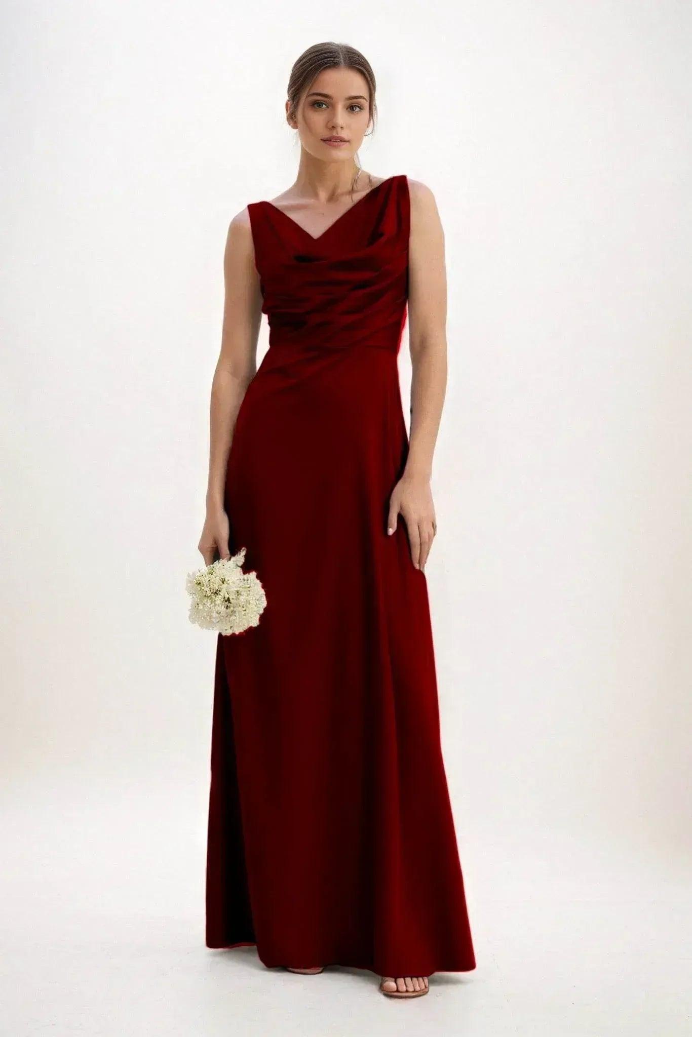 A-Line Maxi Luxe Satin Bridesmaid Dress CB0853