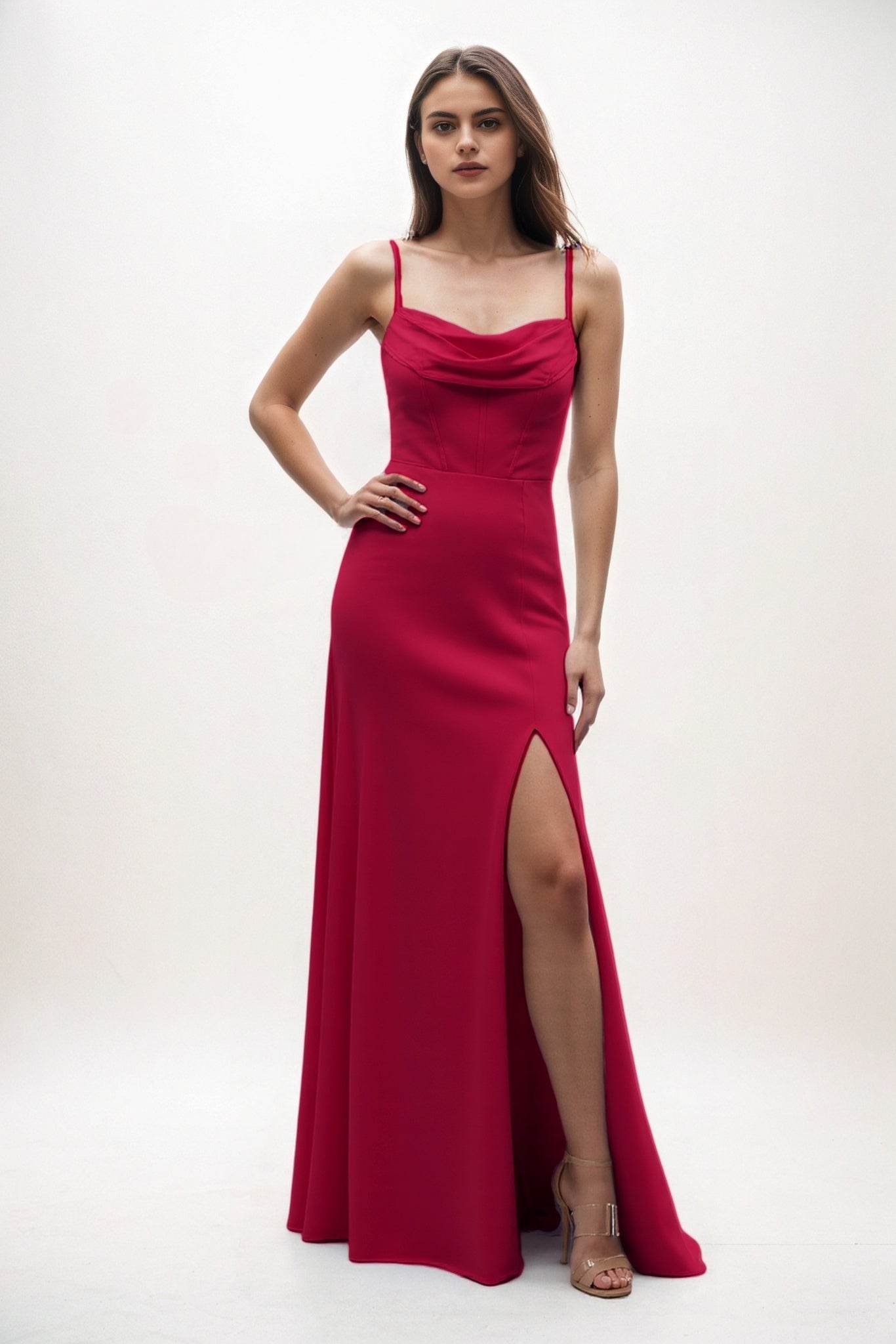 Sheath-Column Maxi Chiffon Bridesmaid Dress CB0855