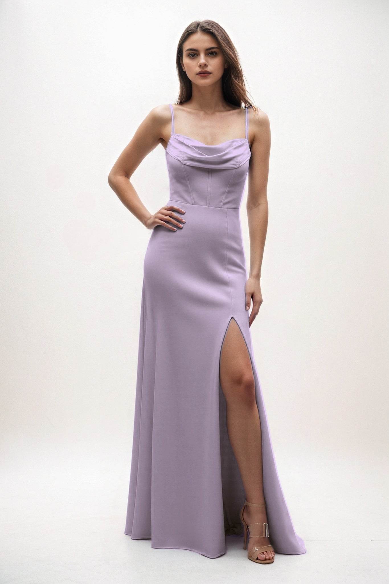 Sheath-Column Maxi Chiffon Bridesmaid Dress CB0855
