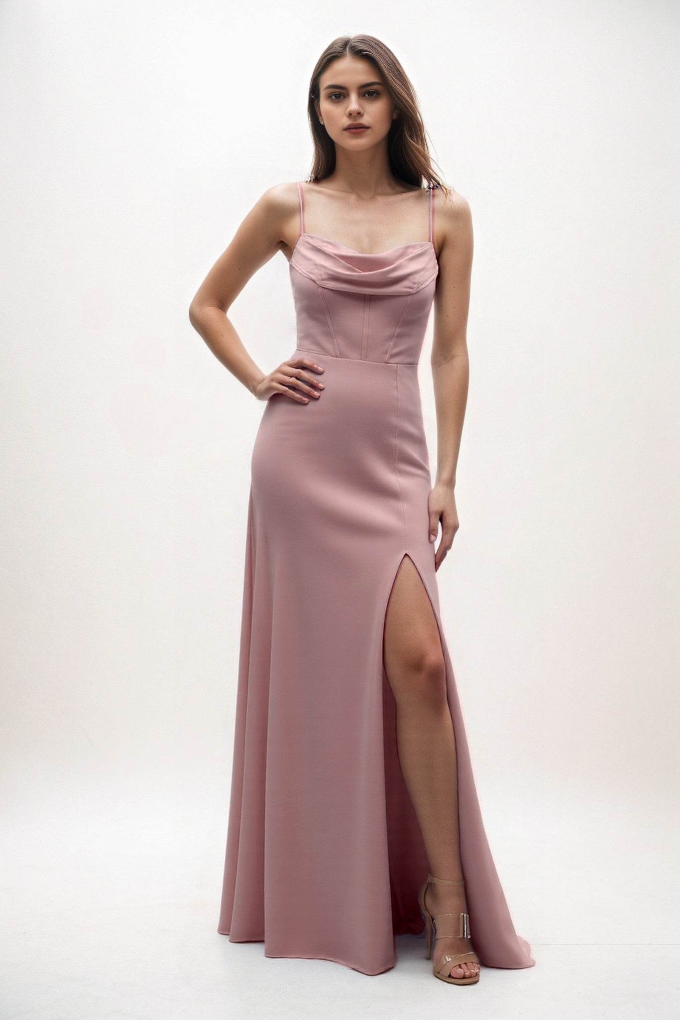 Sheath-Column Maxi Chiffon Bridesmaid Dress CB0855