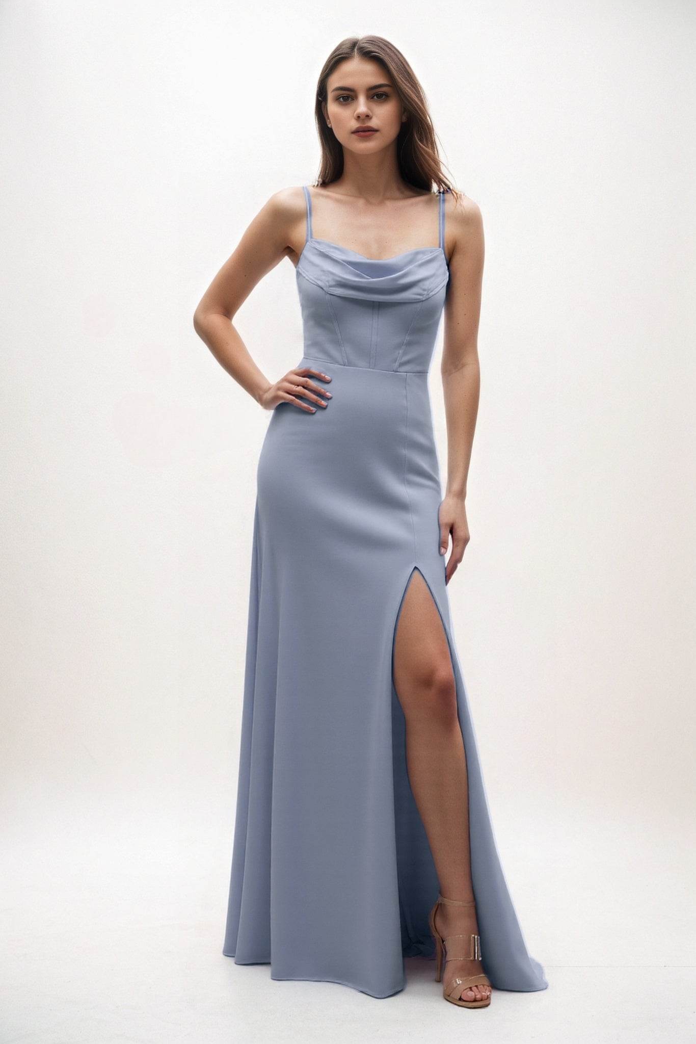 Sheath-Column Maxi Chiffon Bridesmaid Dress CB0855