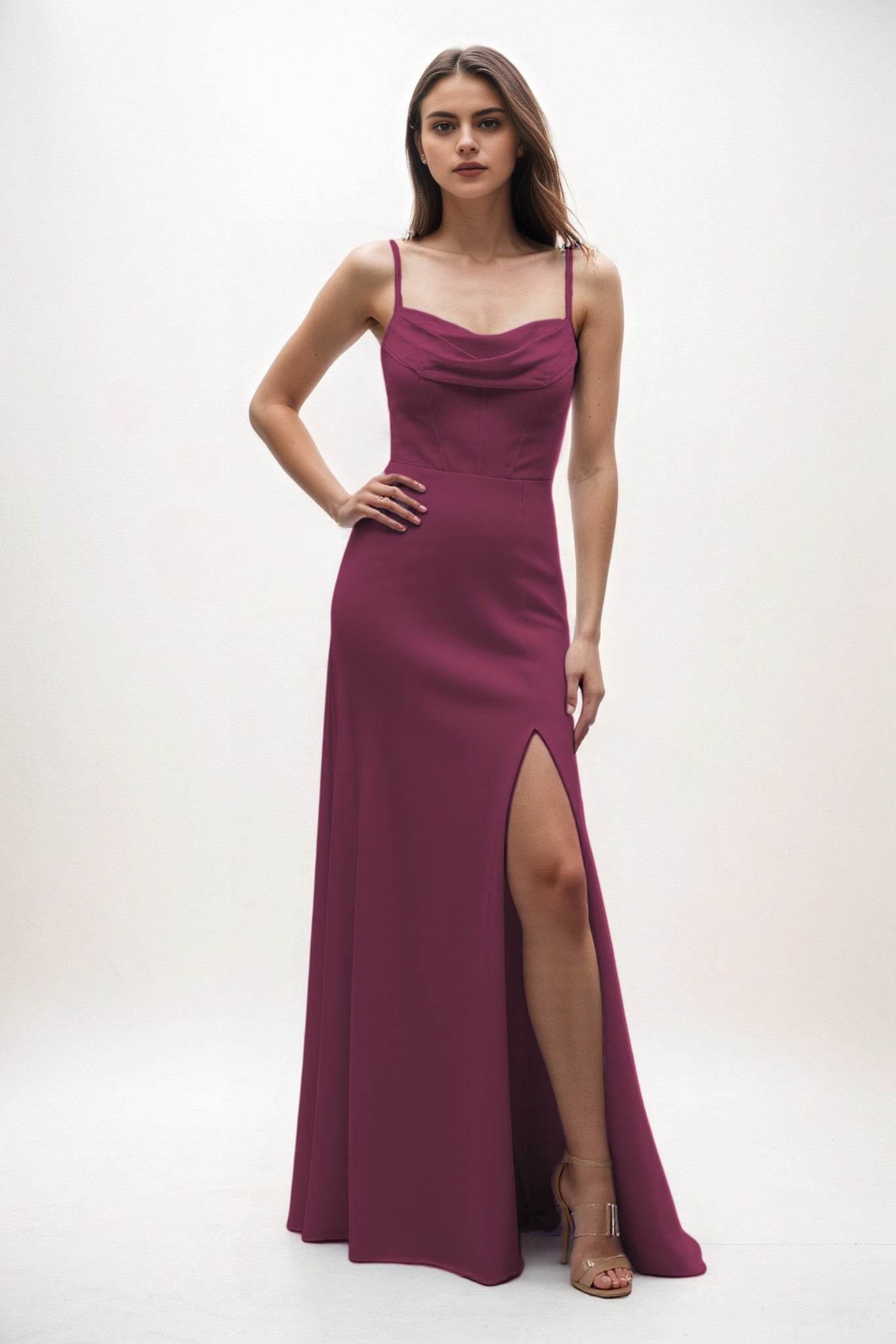 Sheath-Column Maxi Chiffon Bridesmaid Dress CB0855