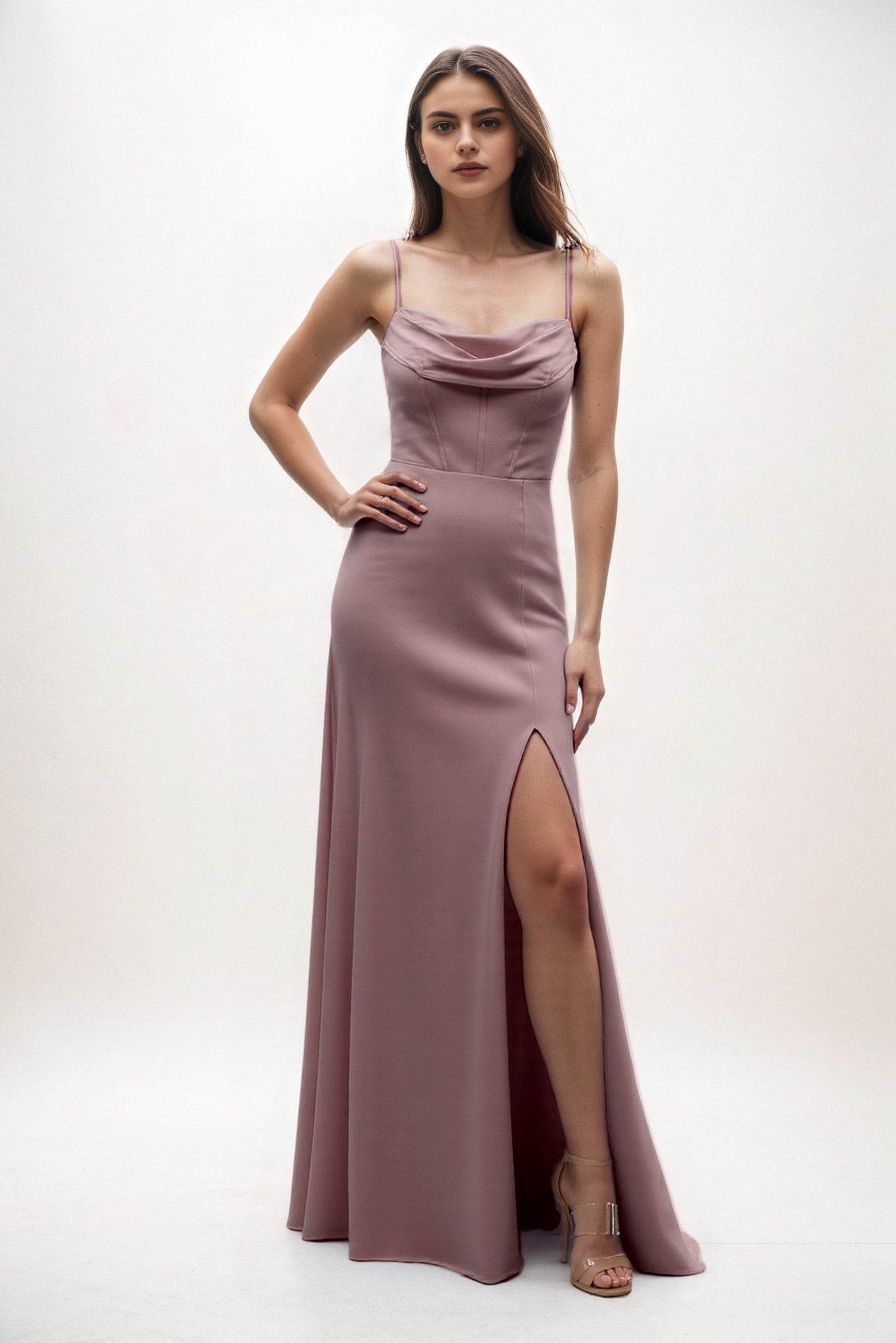 Sheath-Column Maxi Chiffon Bridesmaid Dress CB0855