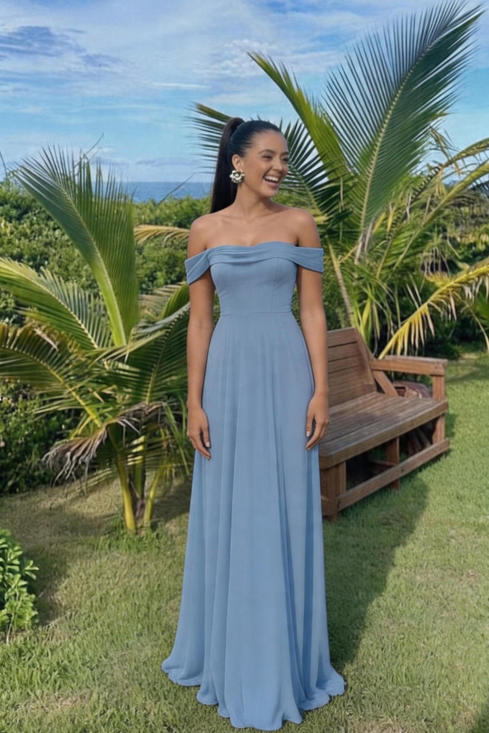 A-Line Maxi Chiffon Bridesmaid Dress CB0857