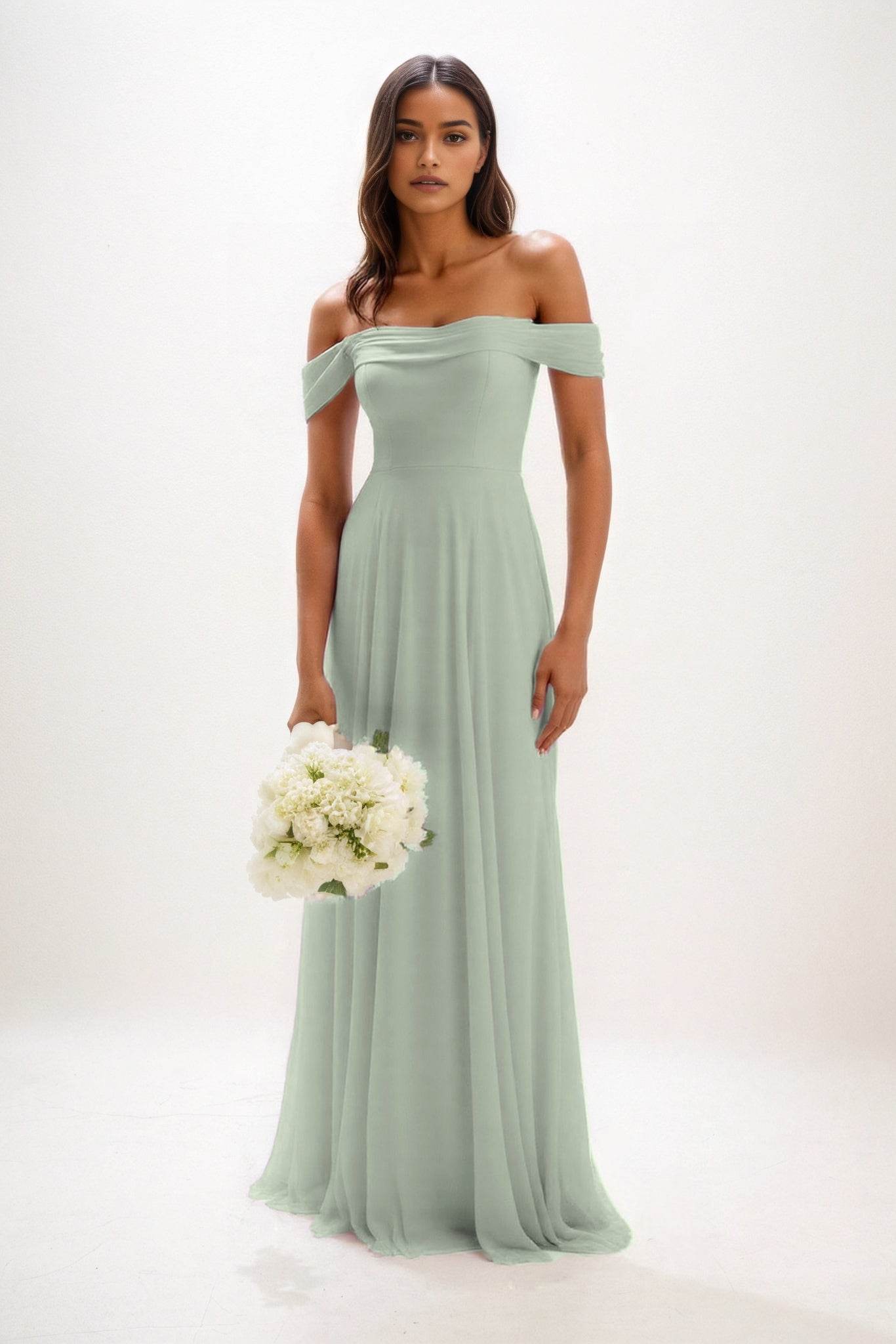 A-Line Maxi Chiffon Bridesmaid Dress CB0857