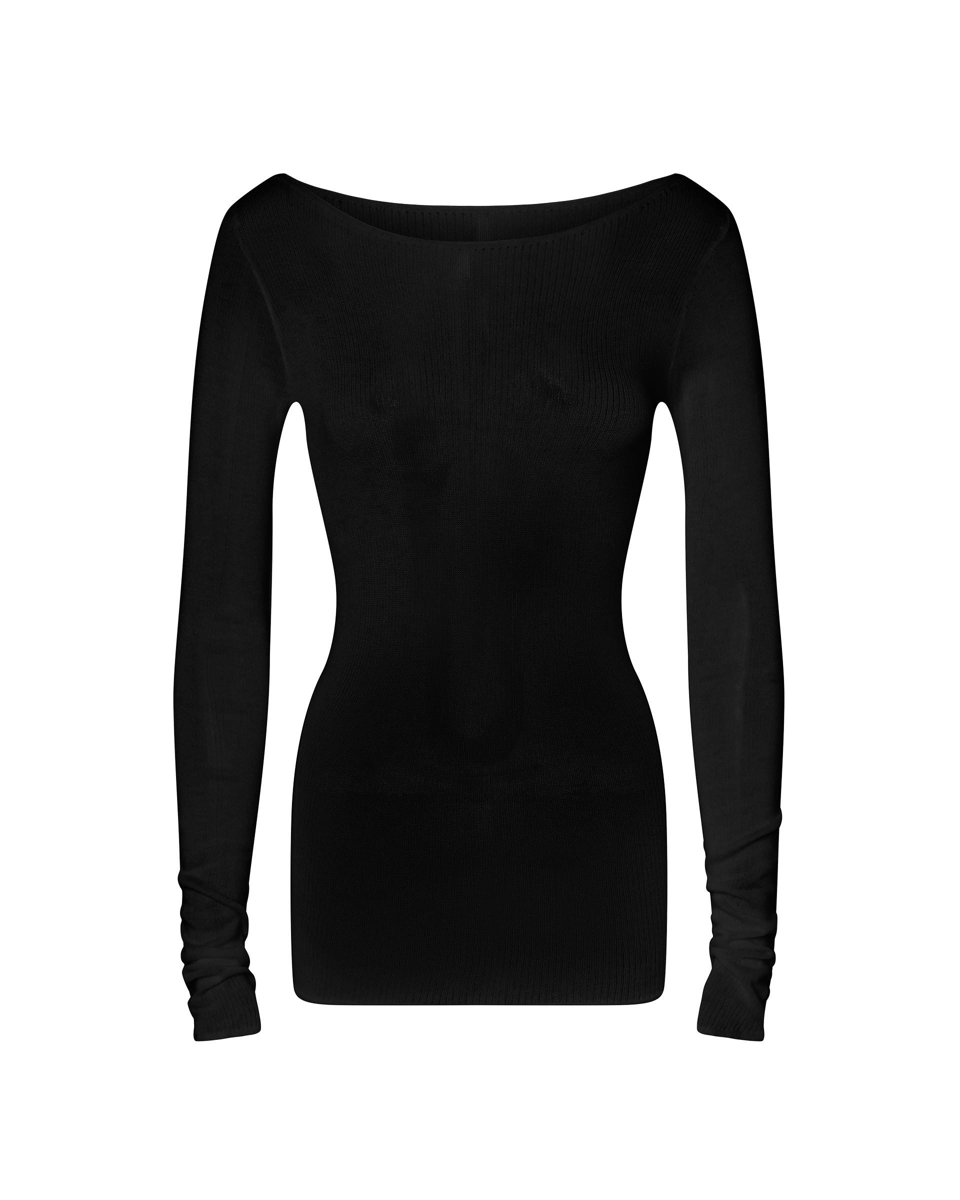 ANNA LONG SLEEVE BASIC KNIT TOP - BLACK
