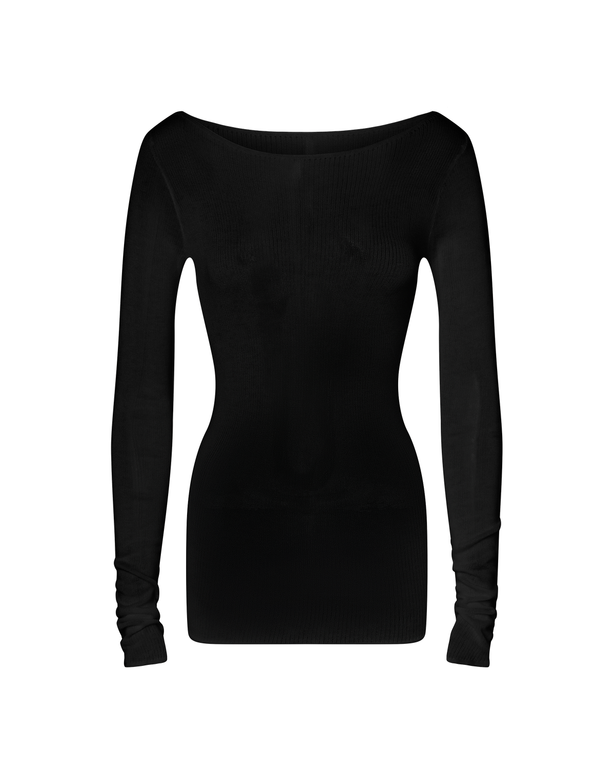 ANNA LONG SLEEVE BASIC KNIT TOP - BLACK