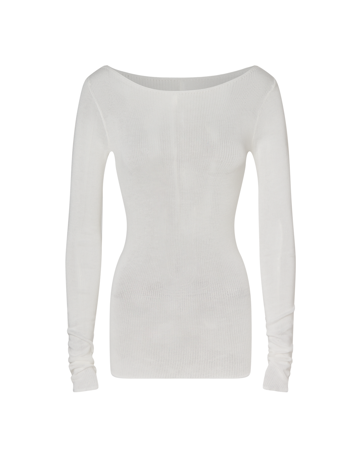 ANNA LONG SLEEVE BASIC KNIT TOP - WHITE