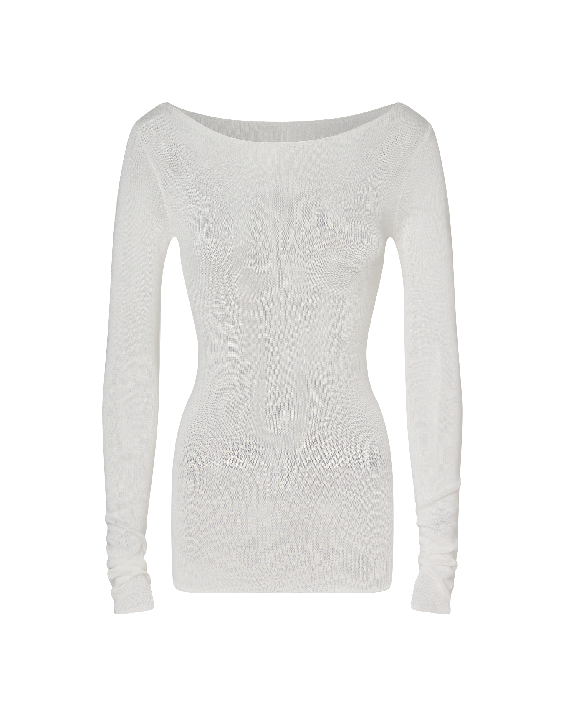 ANNA LONG SLEEVE BASIC KNIT TOP - WHITE