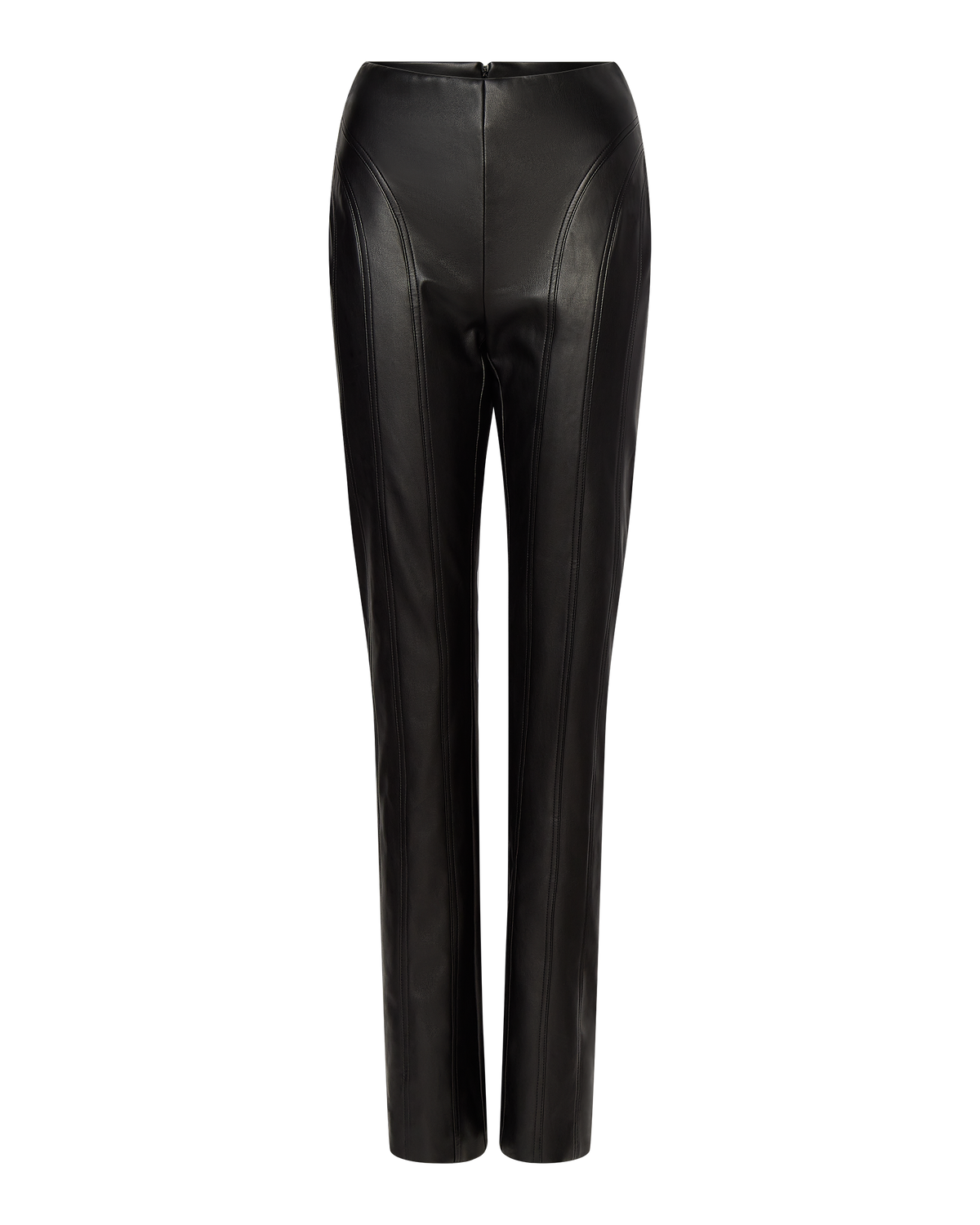 ALYA FAUX LEATHER MID RISE PANT - BLACK