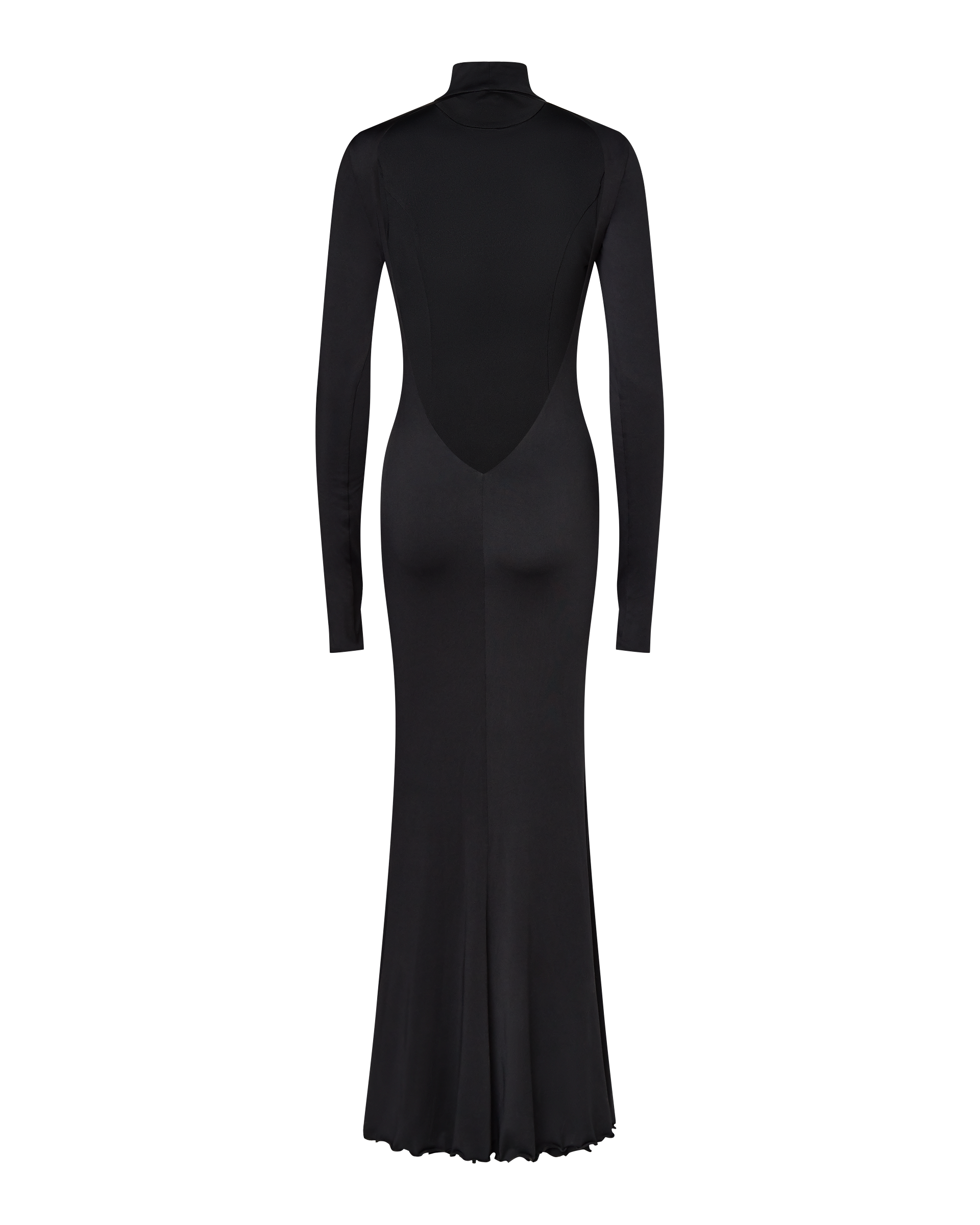 AUDREY TURTLENECK LONG SLEEVE MAXI DRESS - BLACK
