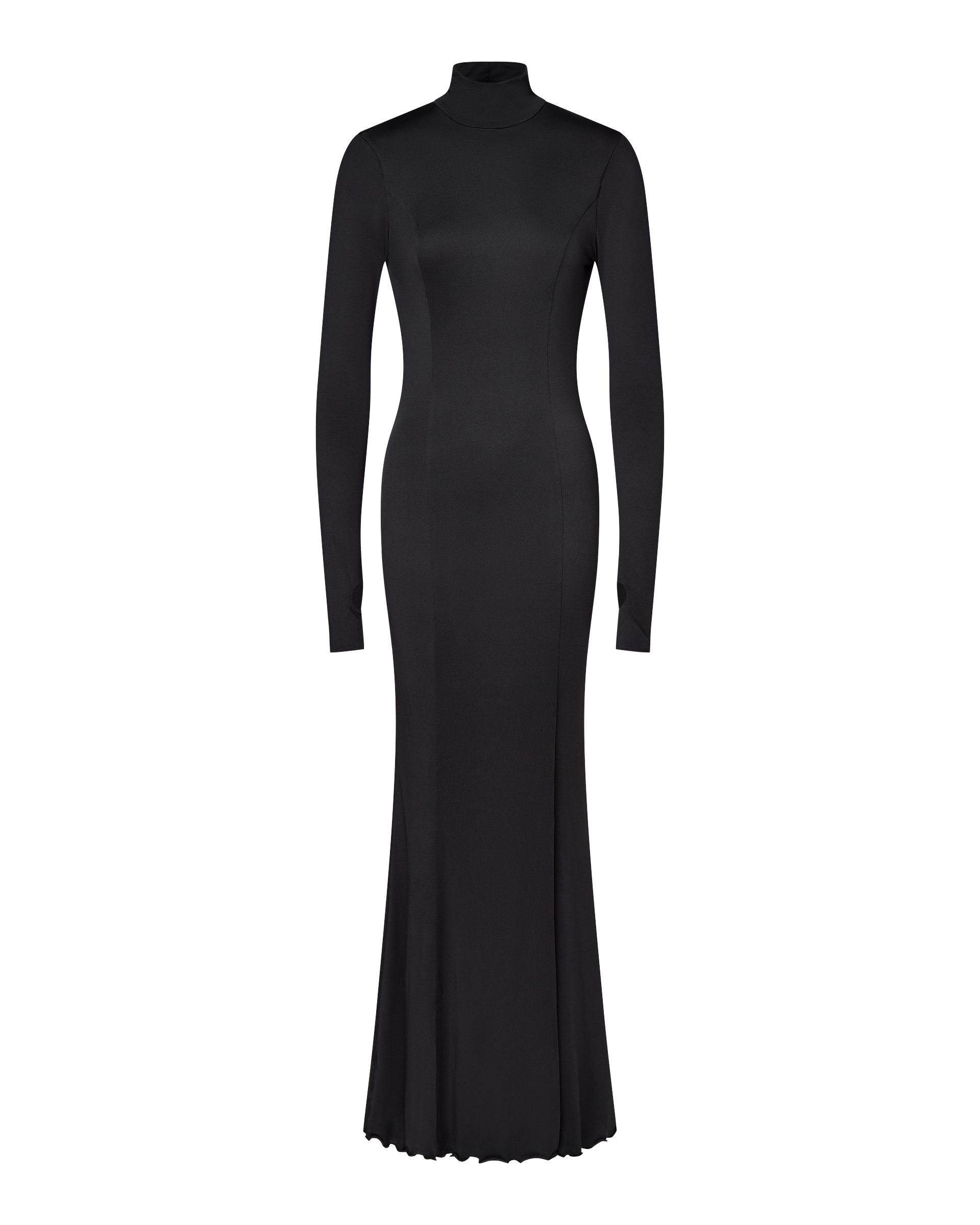 AUDREY TURTLENECK LONG SLEEVE MAXI DRESS - BLACK