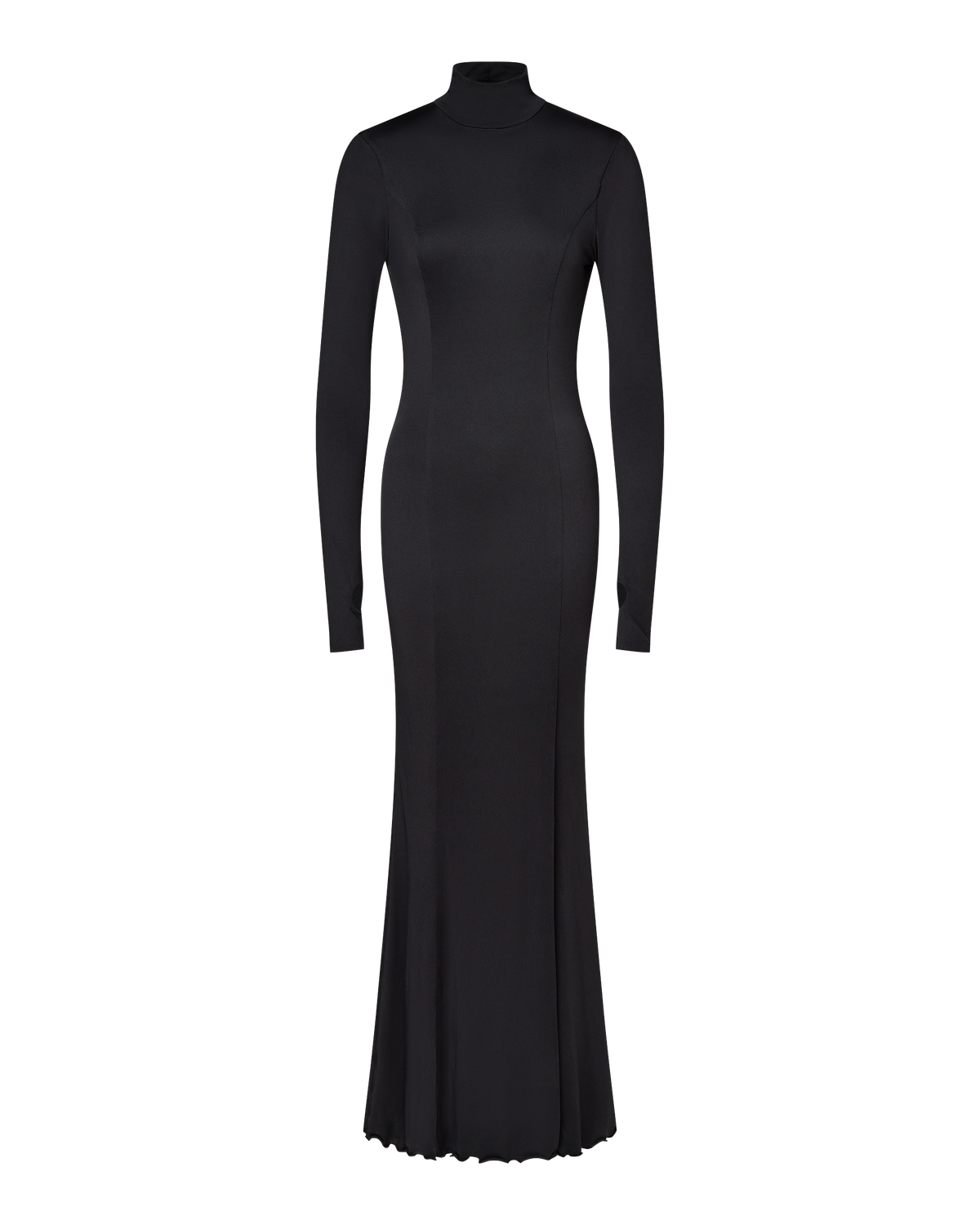 AUDREY TURTLENECK LONG SLEEVE MAXI DRESS - BLACK